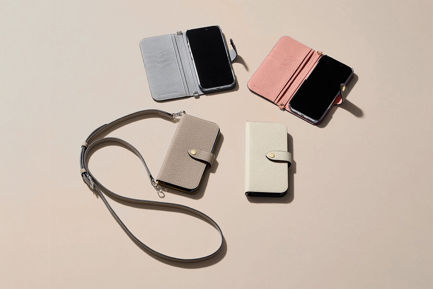 上質なレザーのiPhone / スマホ ベルテッド ダイアリーケース  