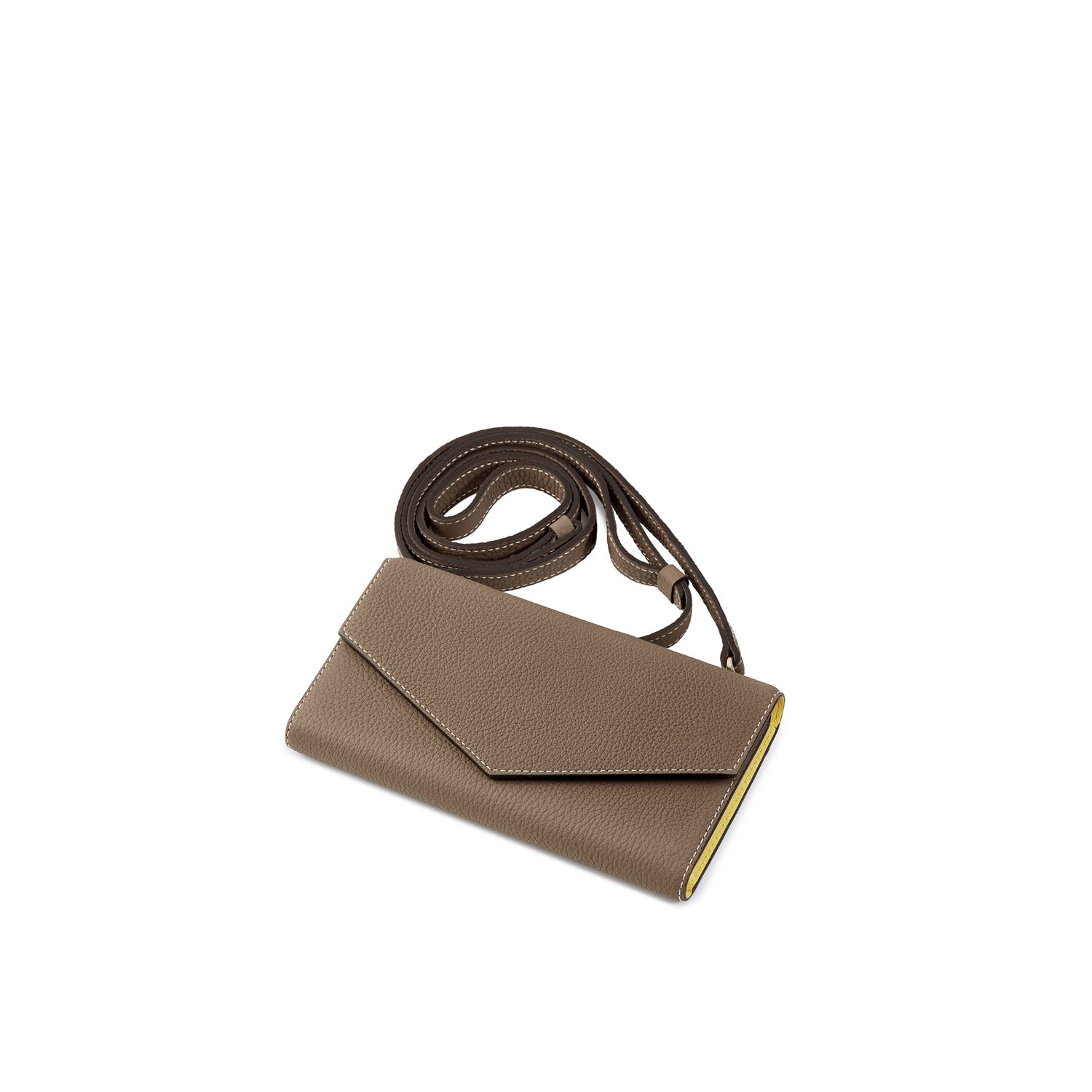 (iPhone 15) Mirror Case With Shoulder Strap, Shrink Leather