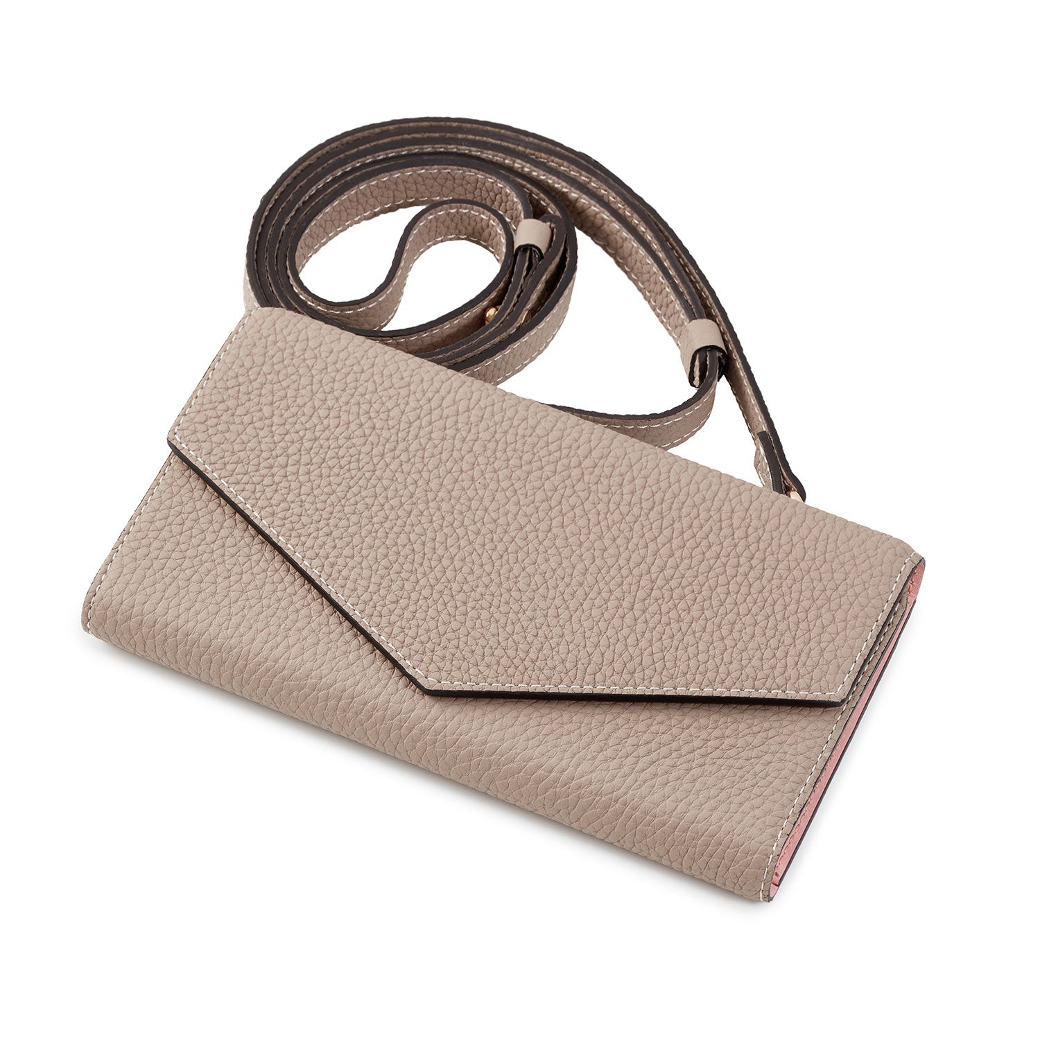 (iPhone 15) Mirror Case With Shoulder Strap, Shrink Leather