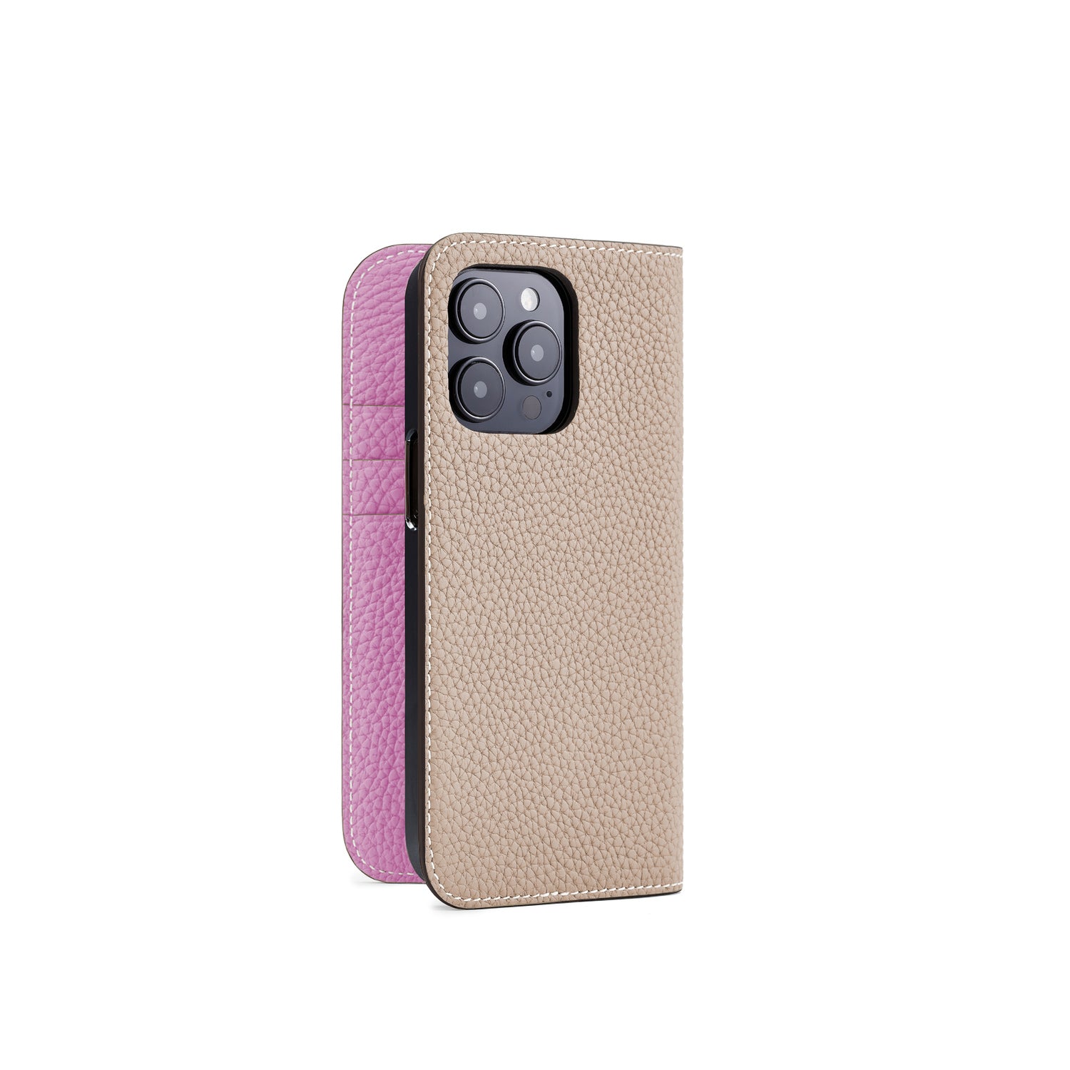 (iPhone 15 Pro) Diary Case Shrink Leather