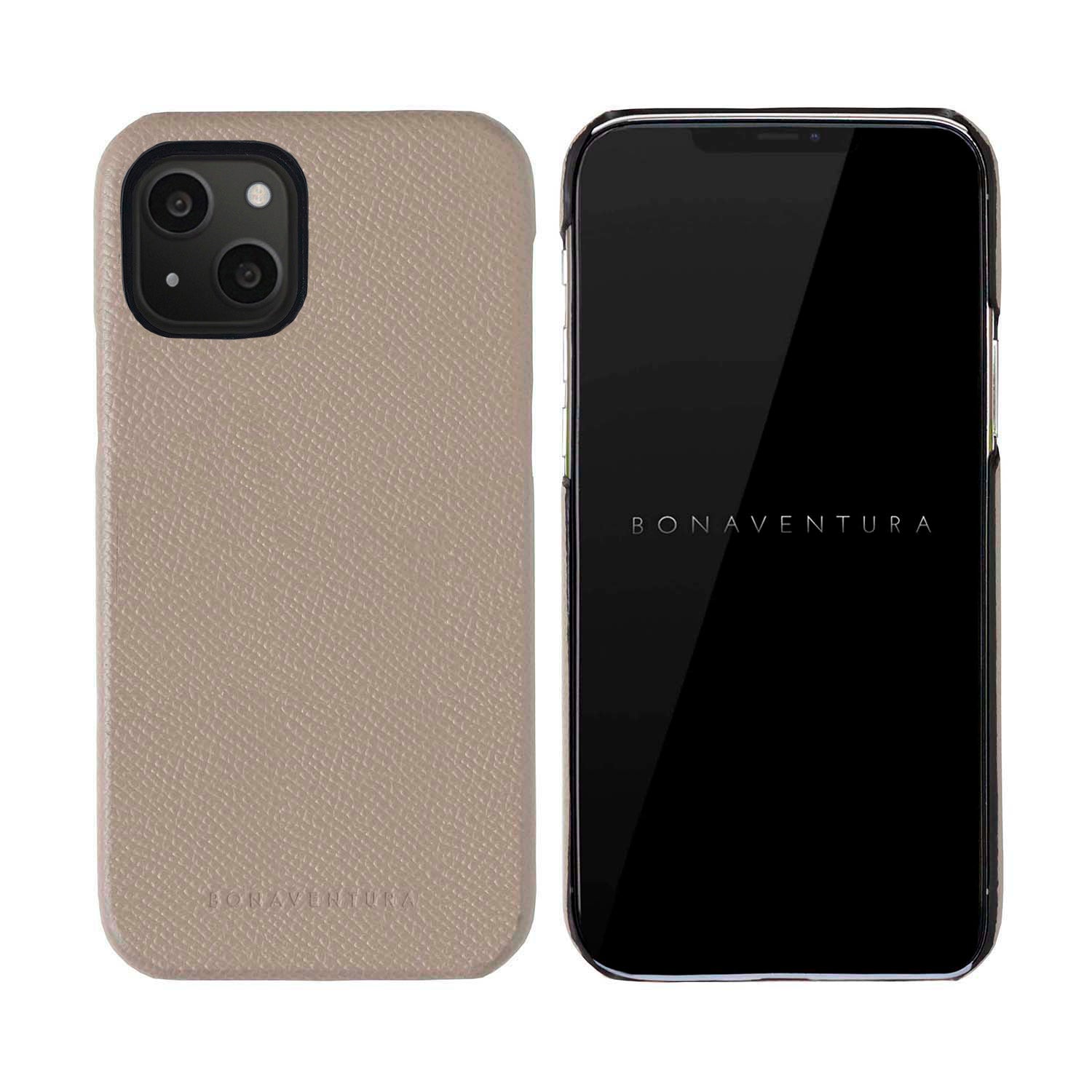 (iPhone 13) スマホショルダー バックカバーケース×ショルダーストラップ セット ノブレッサレザー グレージュ × シェル
