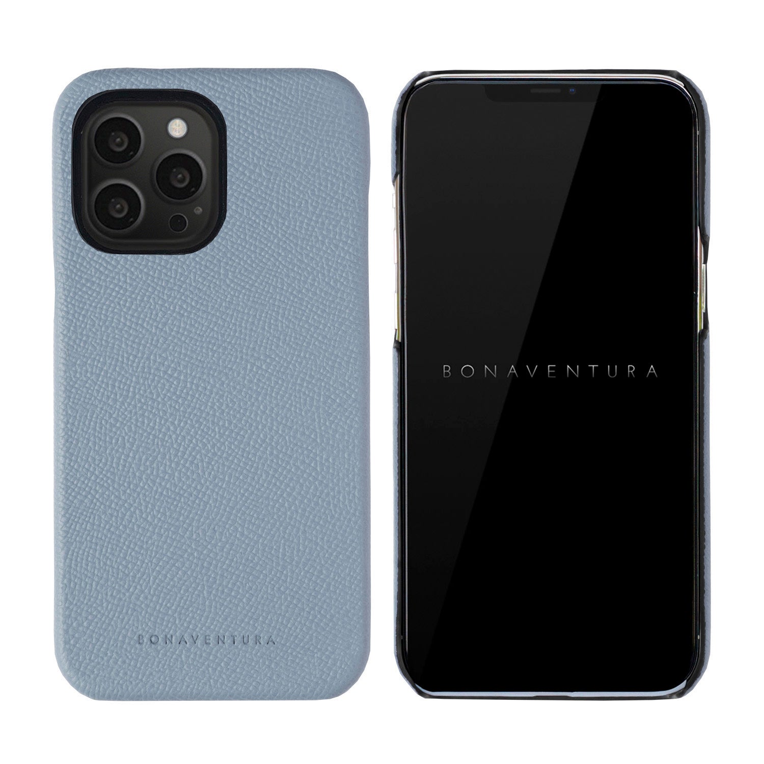 (iPhone 13 Pro) スマホショルダー バックカバーケース×ショルダーストラップ セット ノブレッサレザー ブルーリン × グレージュ