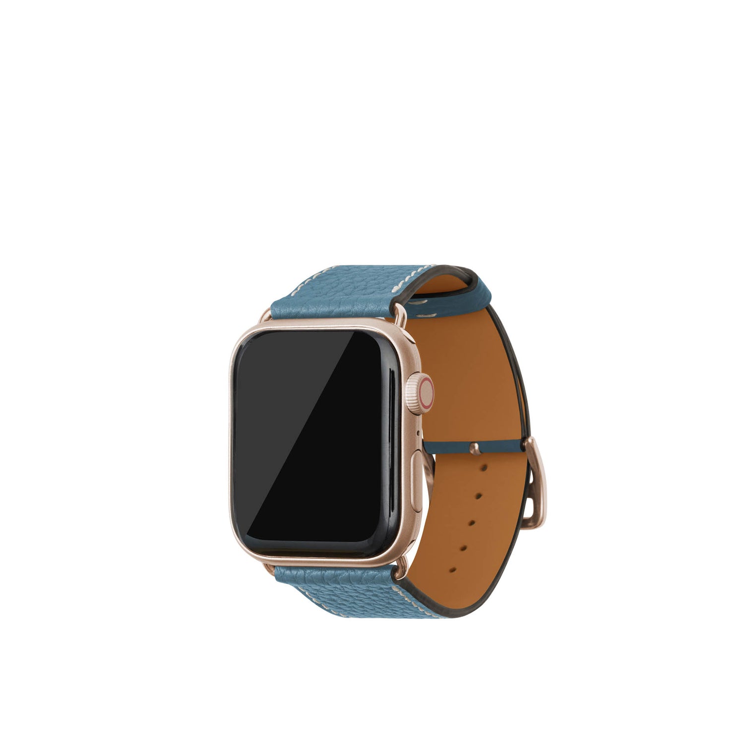 シュリンク Apple Watch レザーバンド【44mm/45mm/46mm/49mm, M/Lサイズ】 (アダプター:ゴールド)