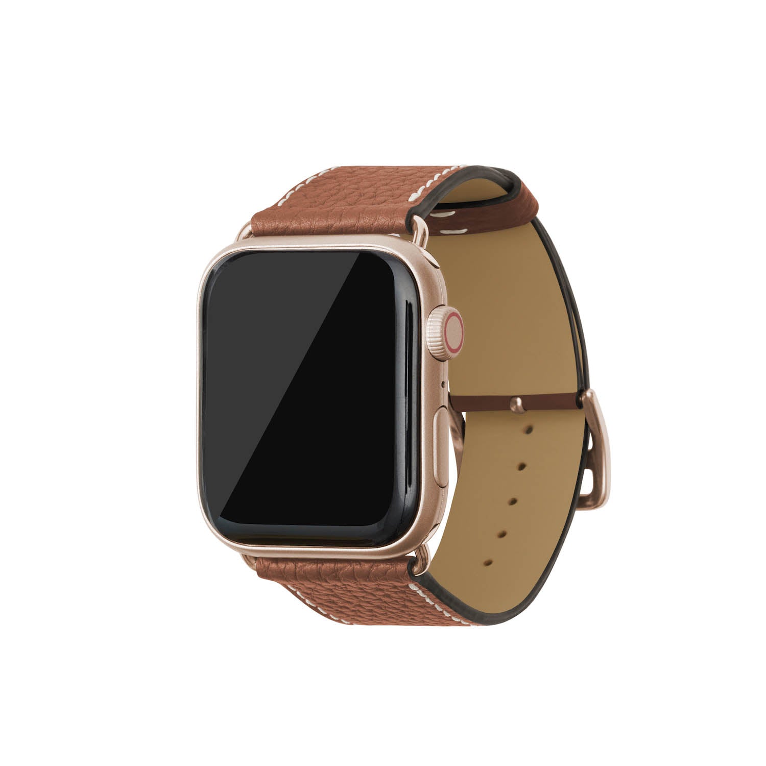 Apple Watch 가죽 밴드【42 mm/44 mm/45 mm/49 mm, M/L 사이즈】 (어댑터:골드)