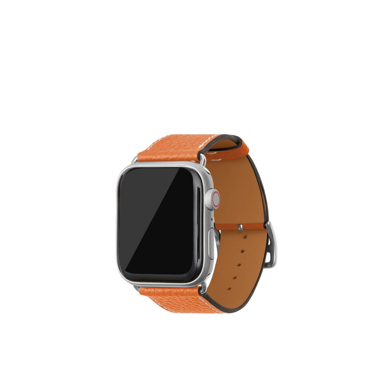 シュリンク Apple Watch レザーバンド【44mm/45mm/46mm/49mm, M/Lサイズ】 (アダプター:シルバー)