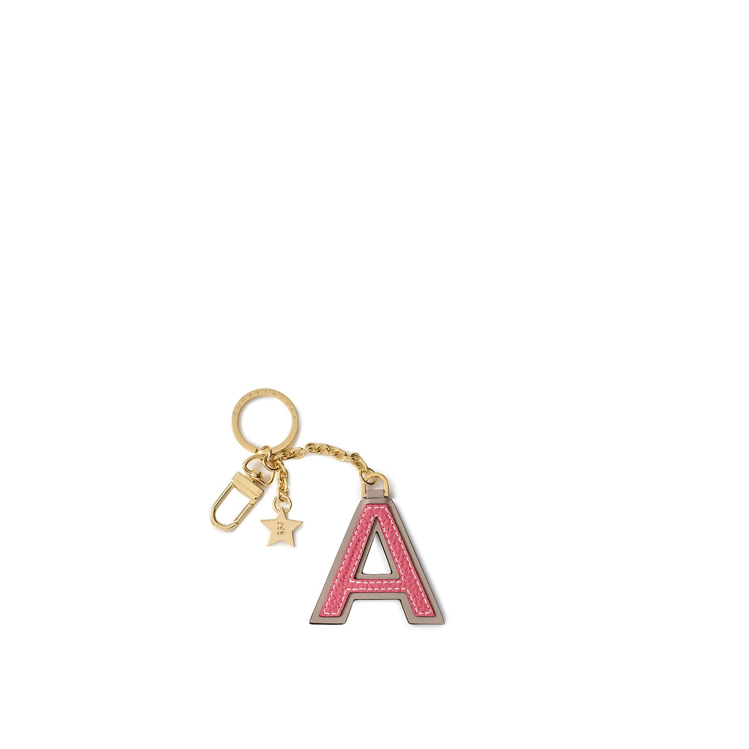 Leather Initial Charm Key Holder Shrink Leather