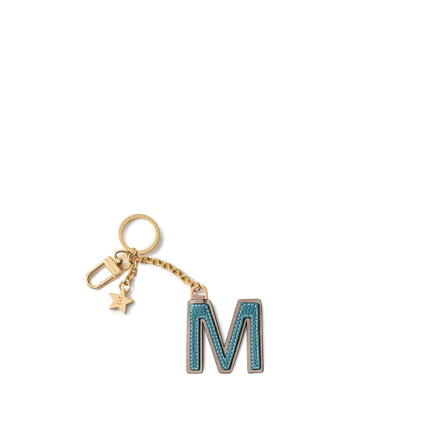 Leather Initial Charm Key Holder Shrink Leather