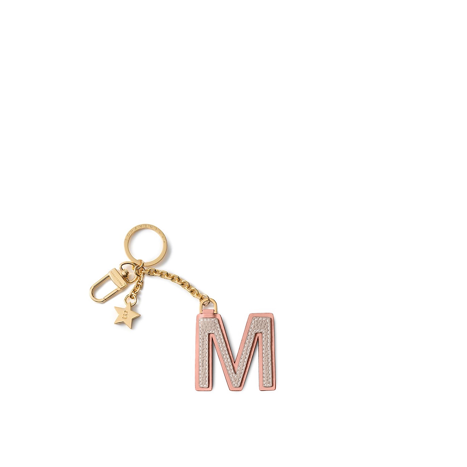 Leather Initial Charm Key Holder Shrink Leather