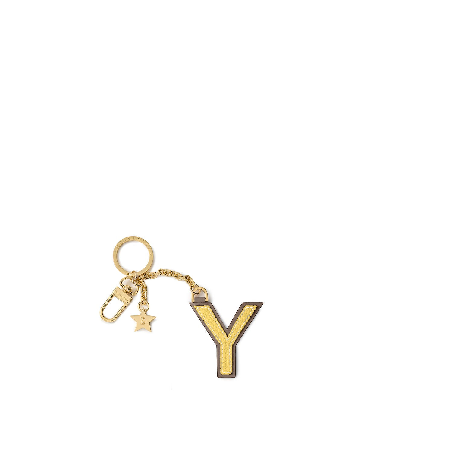 Leather Initial Charm Key Holder Shrink Leather