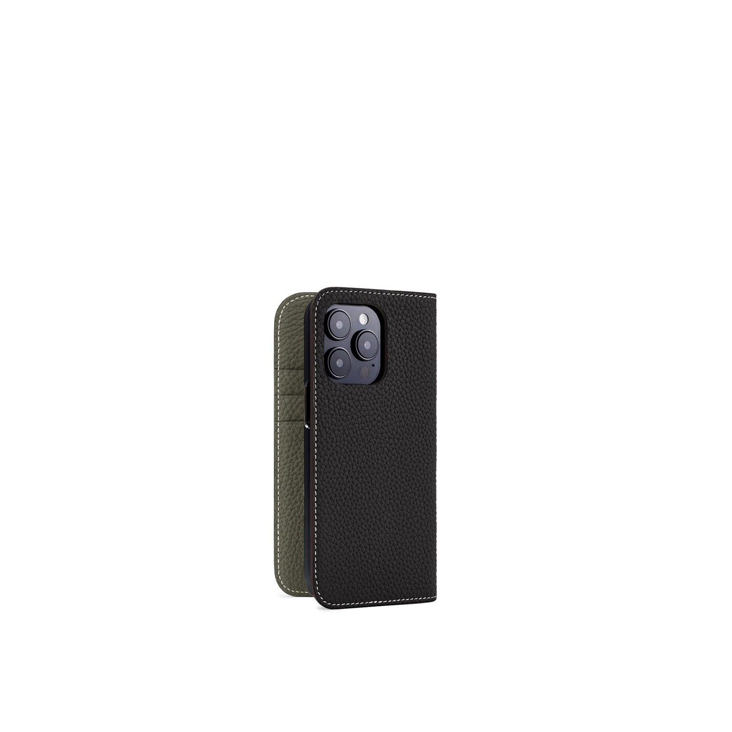 (iPhone 15 Pro) Diary Case Shrink Leather