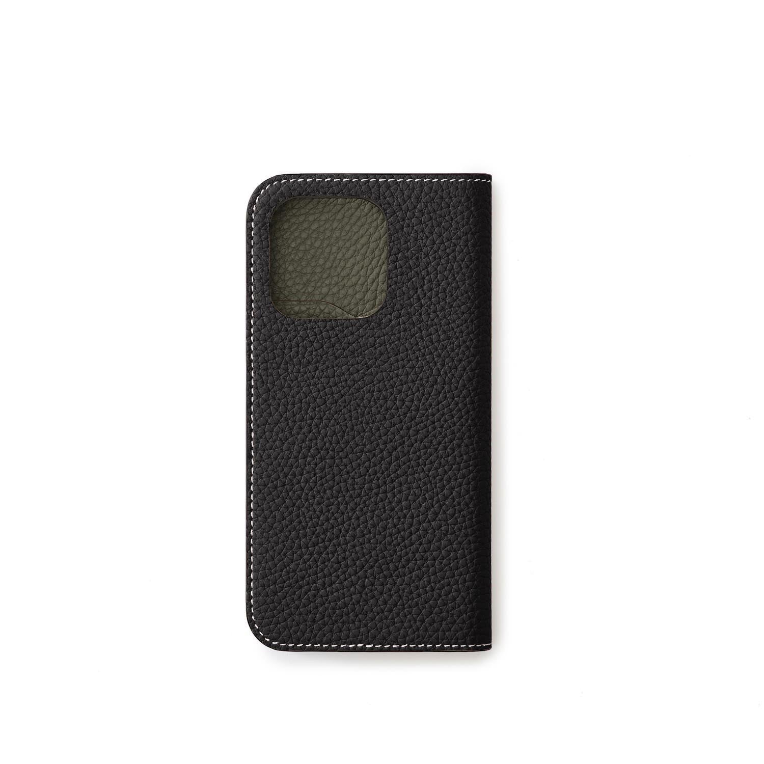 (iPhone 15 Pro) Diary Case Shrink Leather
