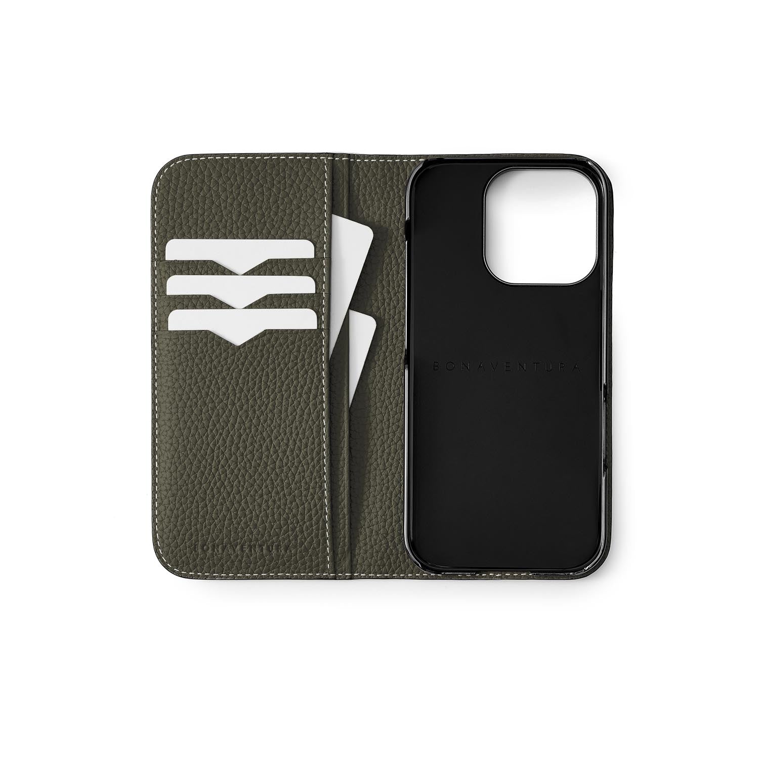 (iPhone 15 Pro) Diary Case Shrink Leather