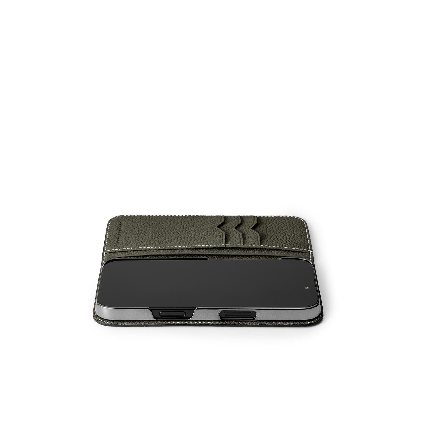 (iPhone 15 Pro) Diary Case Shrink Leather