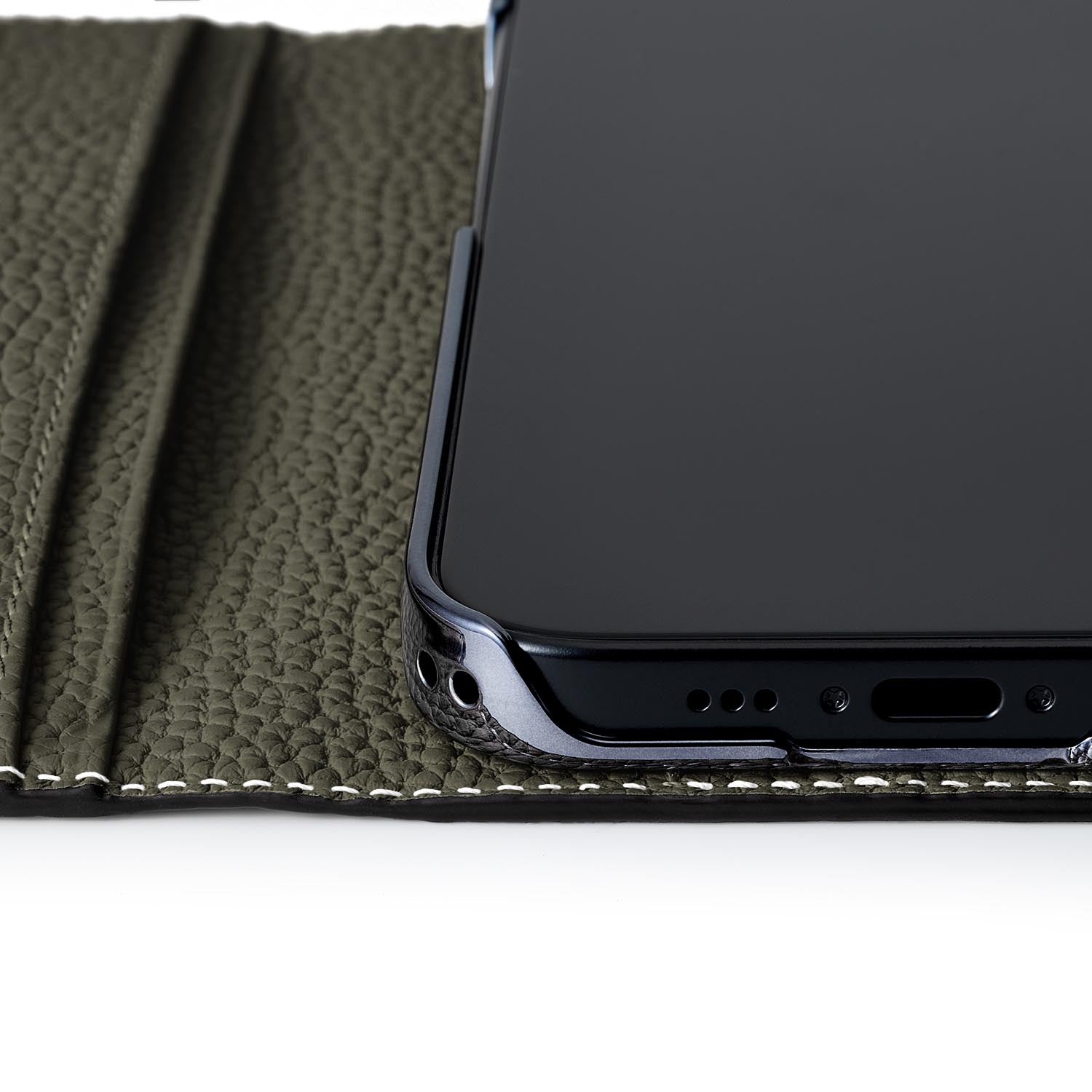 (iPhone 15 Pro) Diary Case Shrink Leather