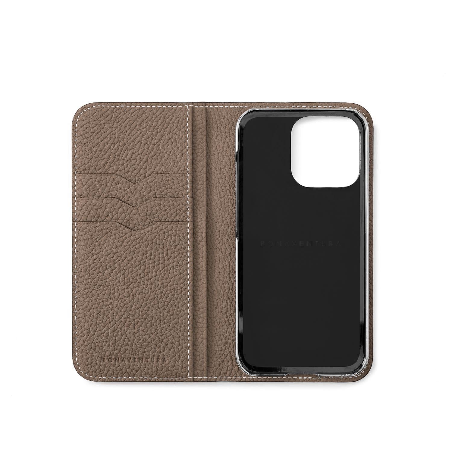 (iPhone 15 Pro) Diary Case Shrink Leather