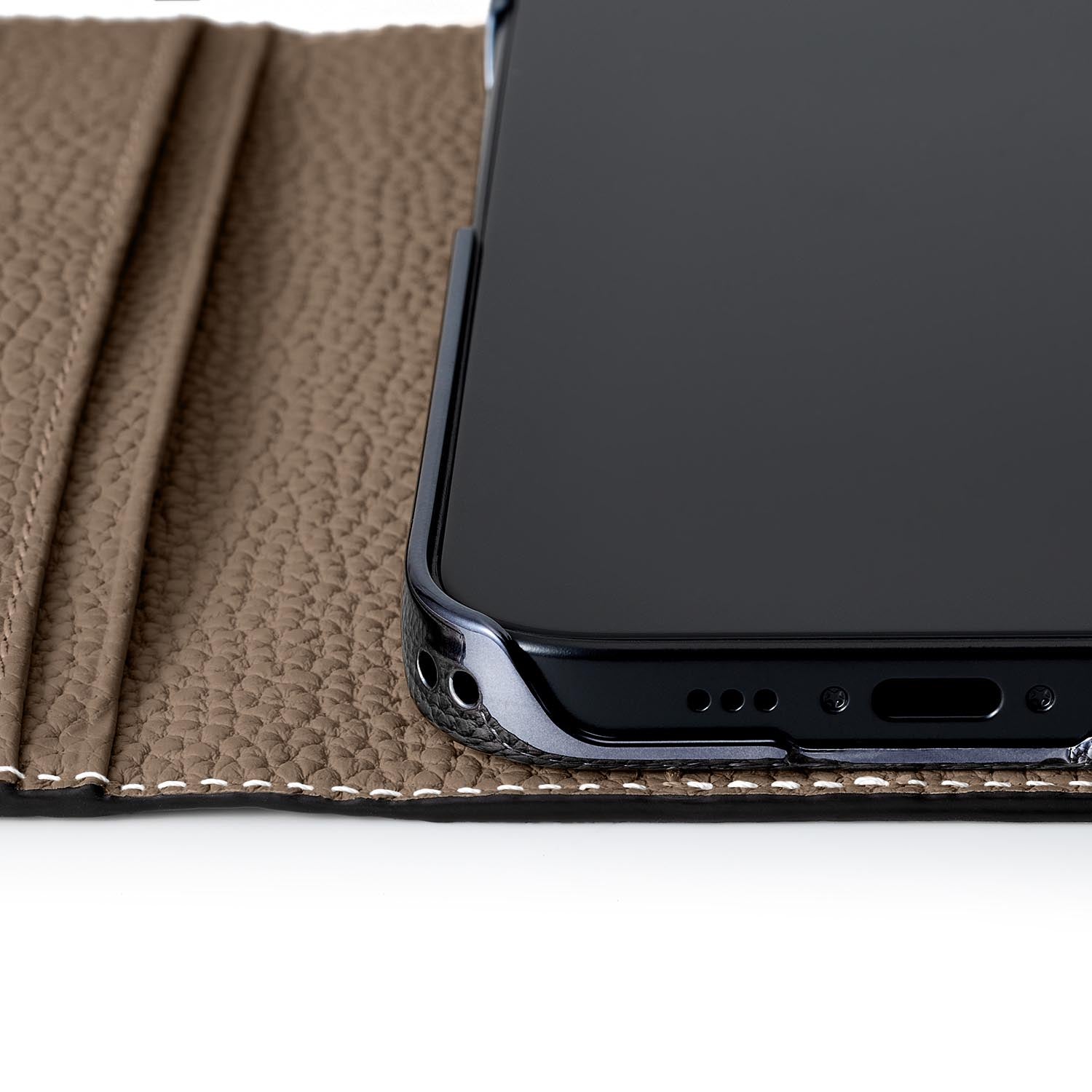 (iPhone 15 Pro) Diary Case Shrink Leather