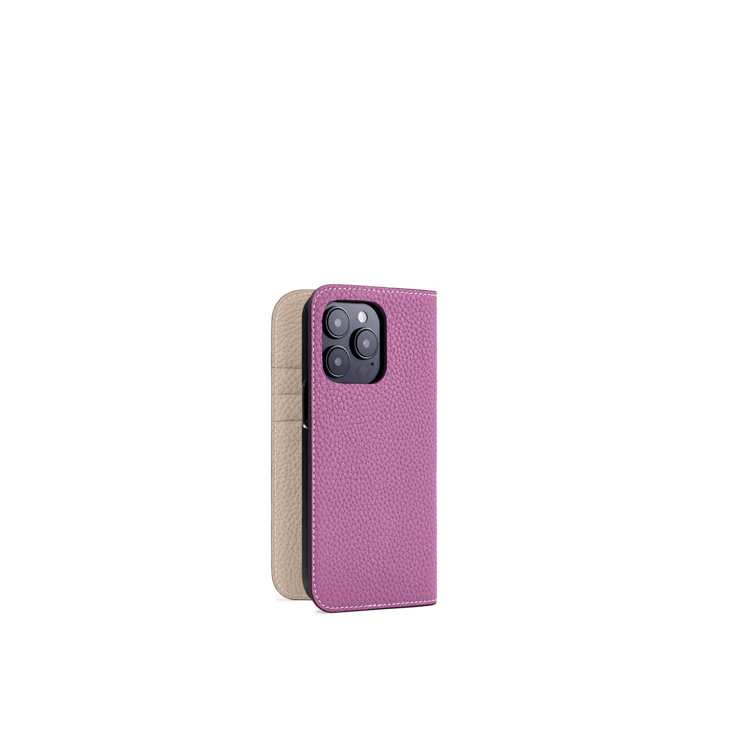 (iPhone 15 Pro) Diary Case Shrink Leather