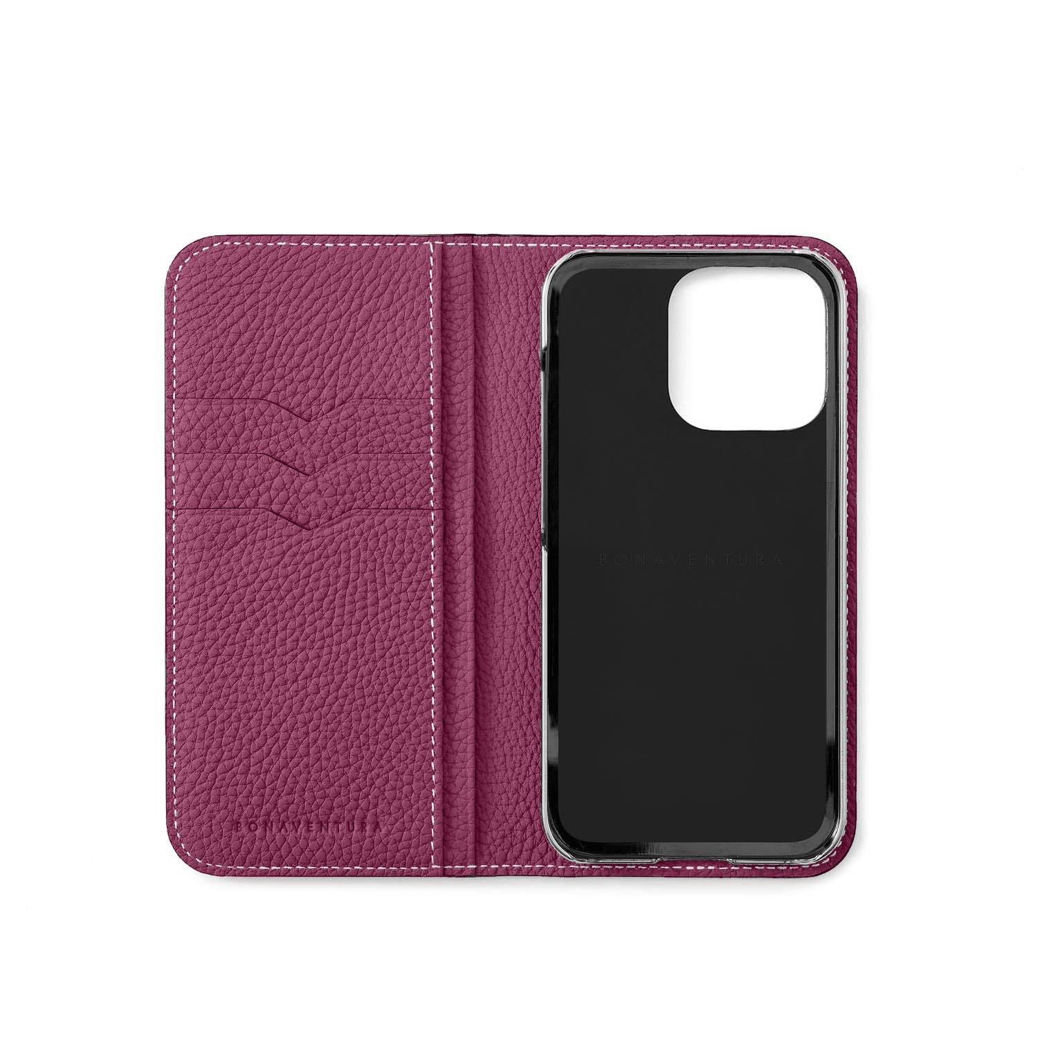 (iPhone 15 Pro) Diary Case Shrink Leather