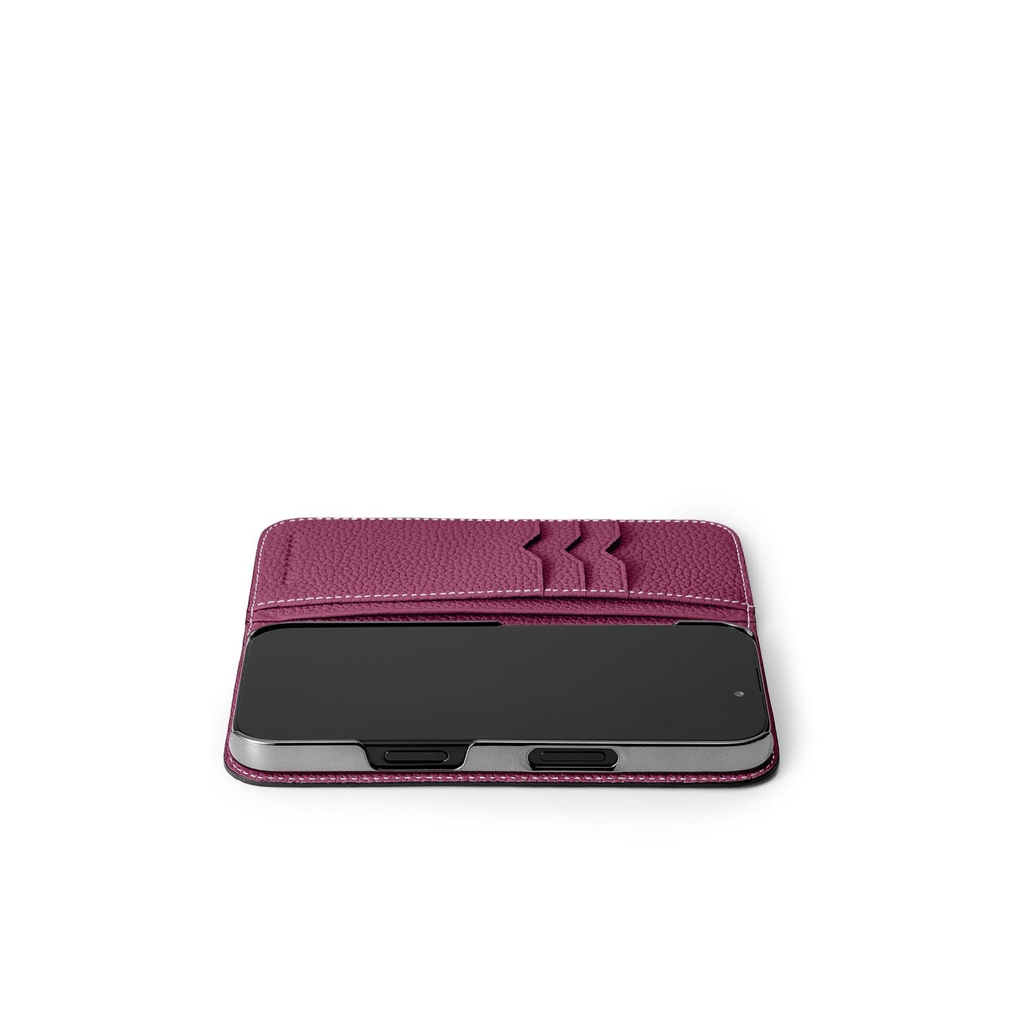 (iPhone 15 Pro) Diary Case Shrink Leather