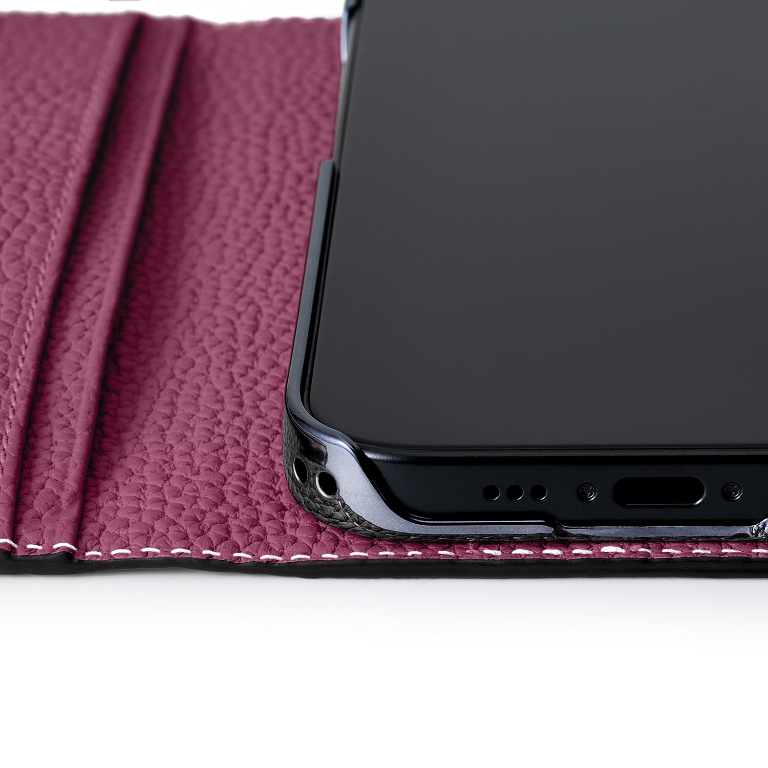 (iPhone 15 Pro) Diary Case Shrink Leather