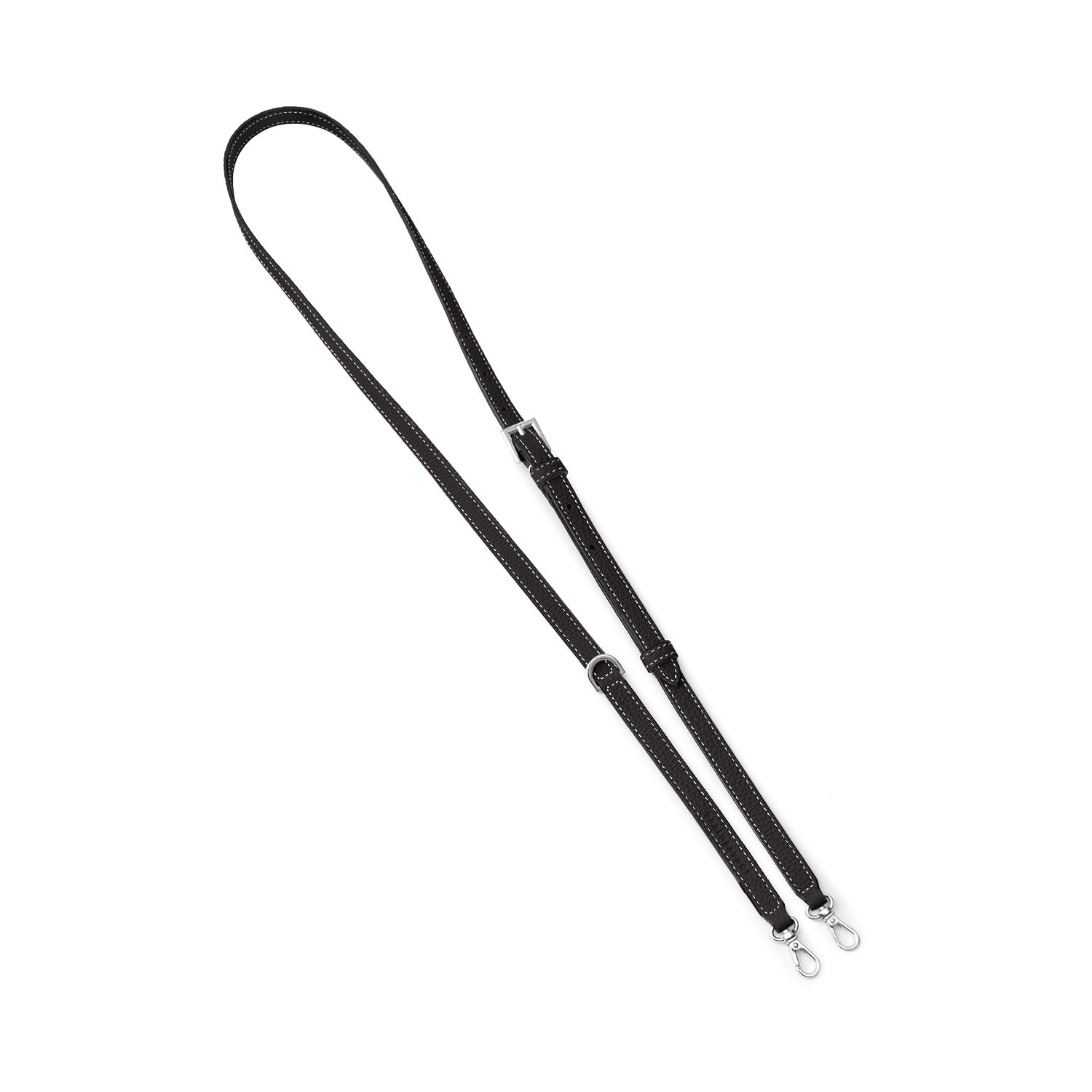 Dリング付き アジャスタブル ショルダー ストラップ シュリンクレザー シルバー