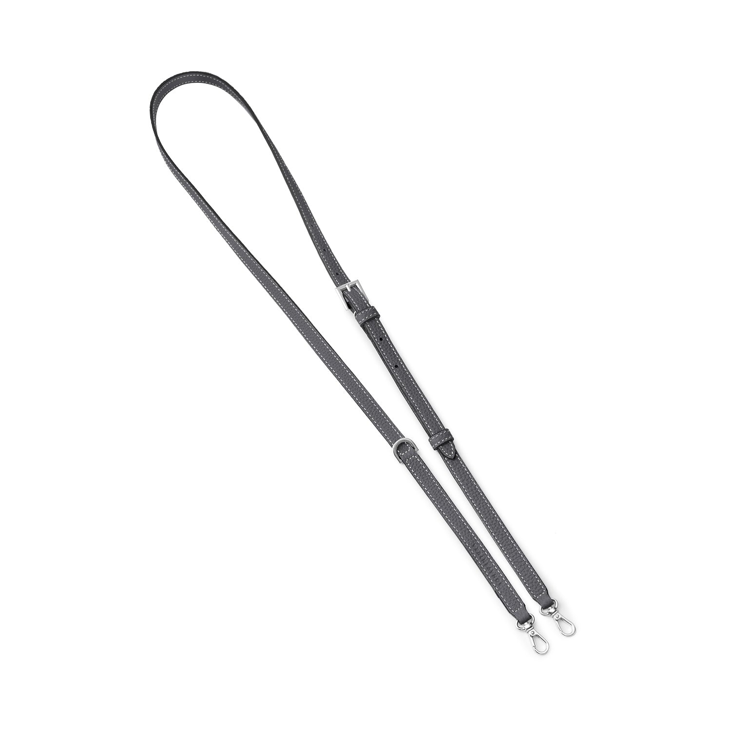 Dリング付き アジャスタブル ショルダー ストラップ シュリンクレザー シルバー