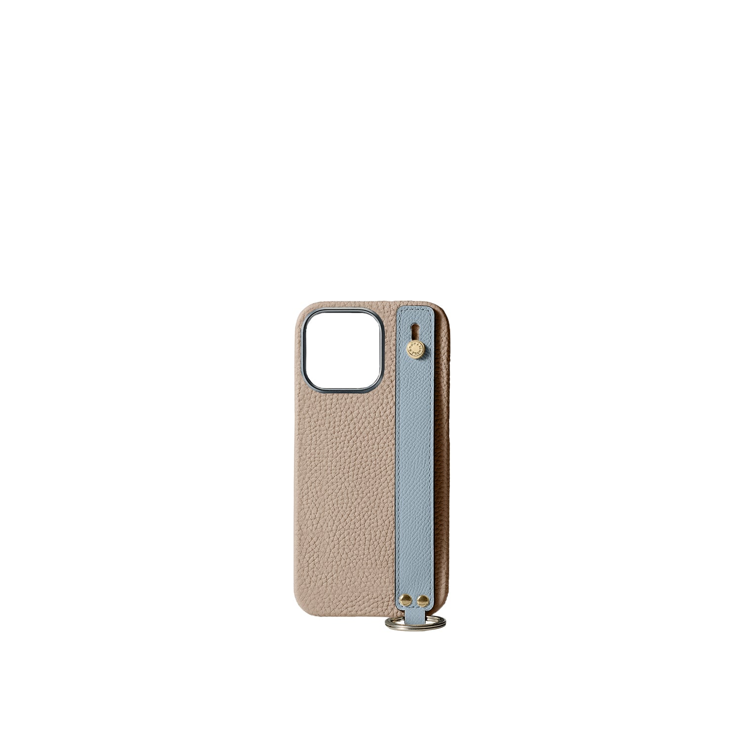 (iPhone 15 Pro) ハンドル付き バックカバーケース シュリンクレザー (ゴールド)
