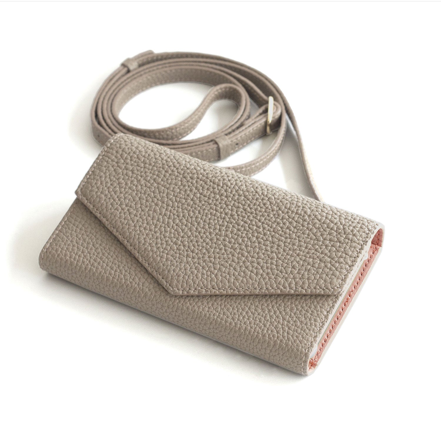 ミラーケース 肩掛け ストラップ付き シュリンクレザー