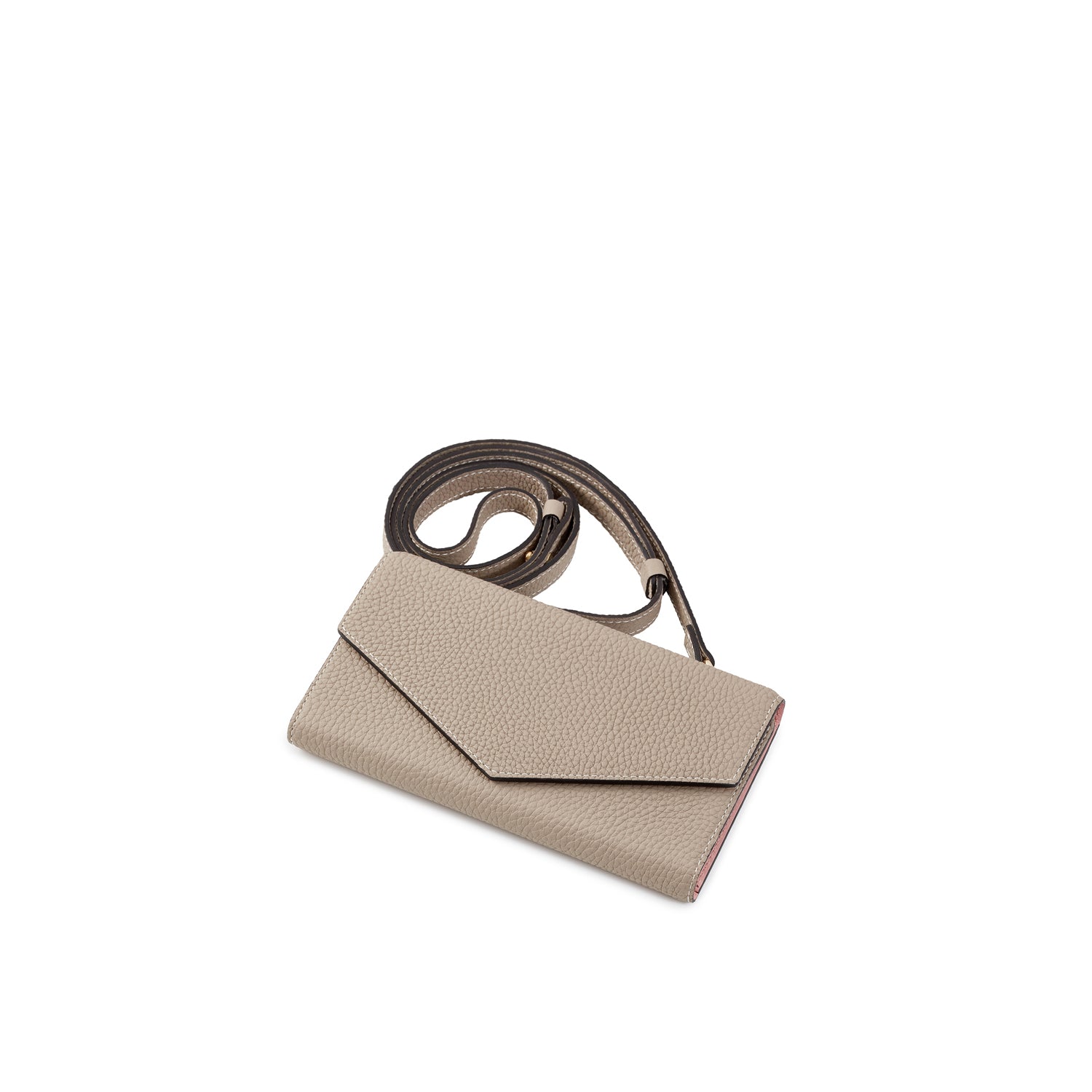 (iPhone 14) Mirror Case Shoulder Strap With Shrink Leather