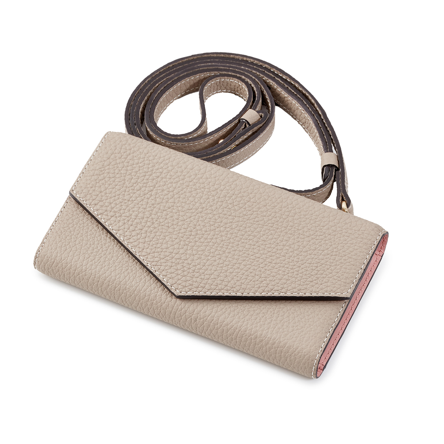 (iPhone 14 Plus) Mirror Case With Shoulder Strap, Shrink Leather