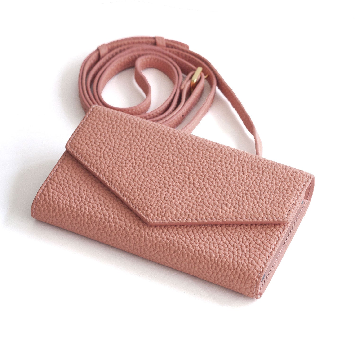 ミラーケース 肩掛け ストラップ付き シュリンクレザー