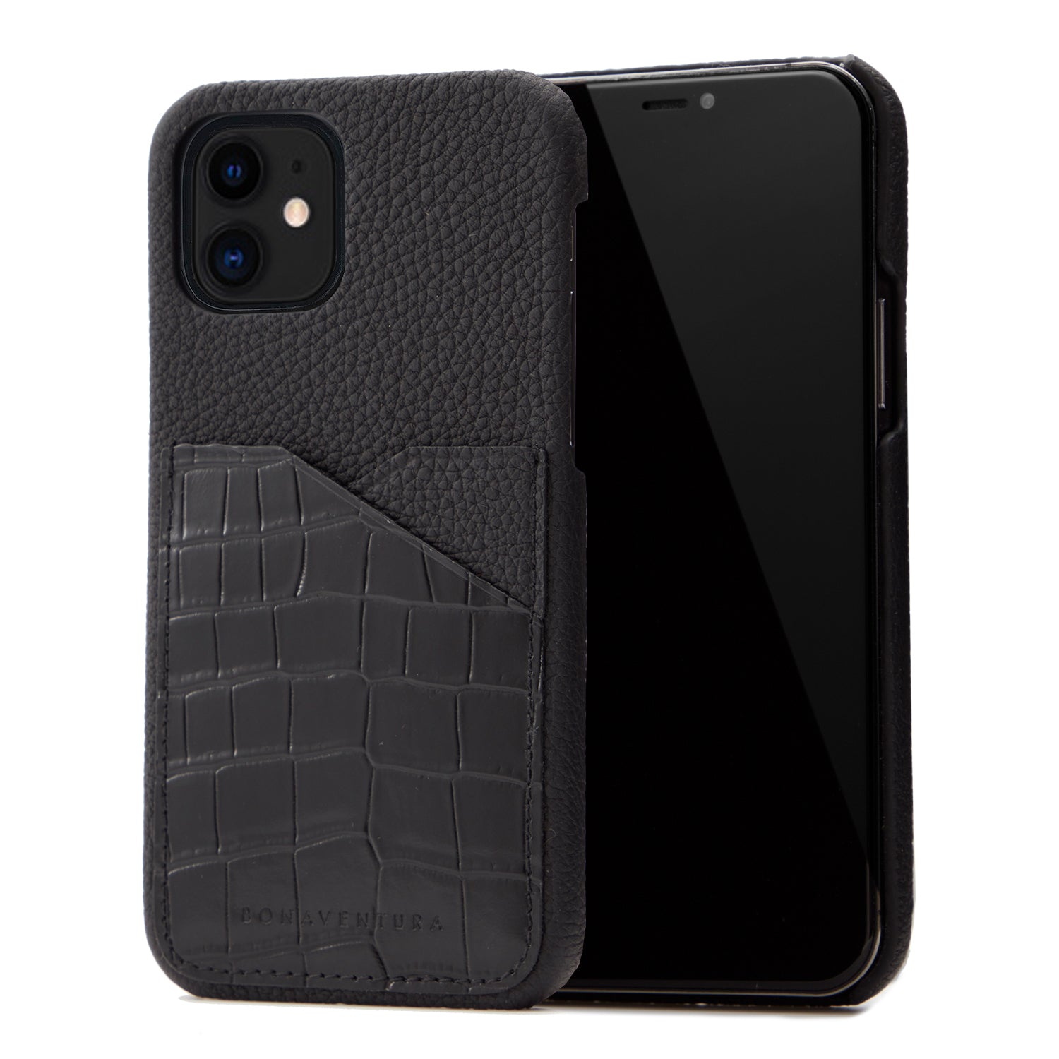 (iPhone 12 mini) バックカバーケース エンボスクロコレザー