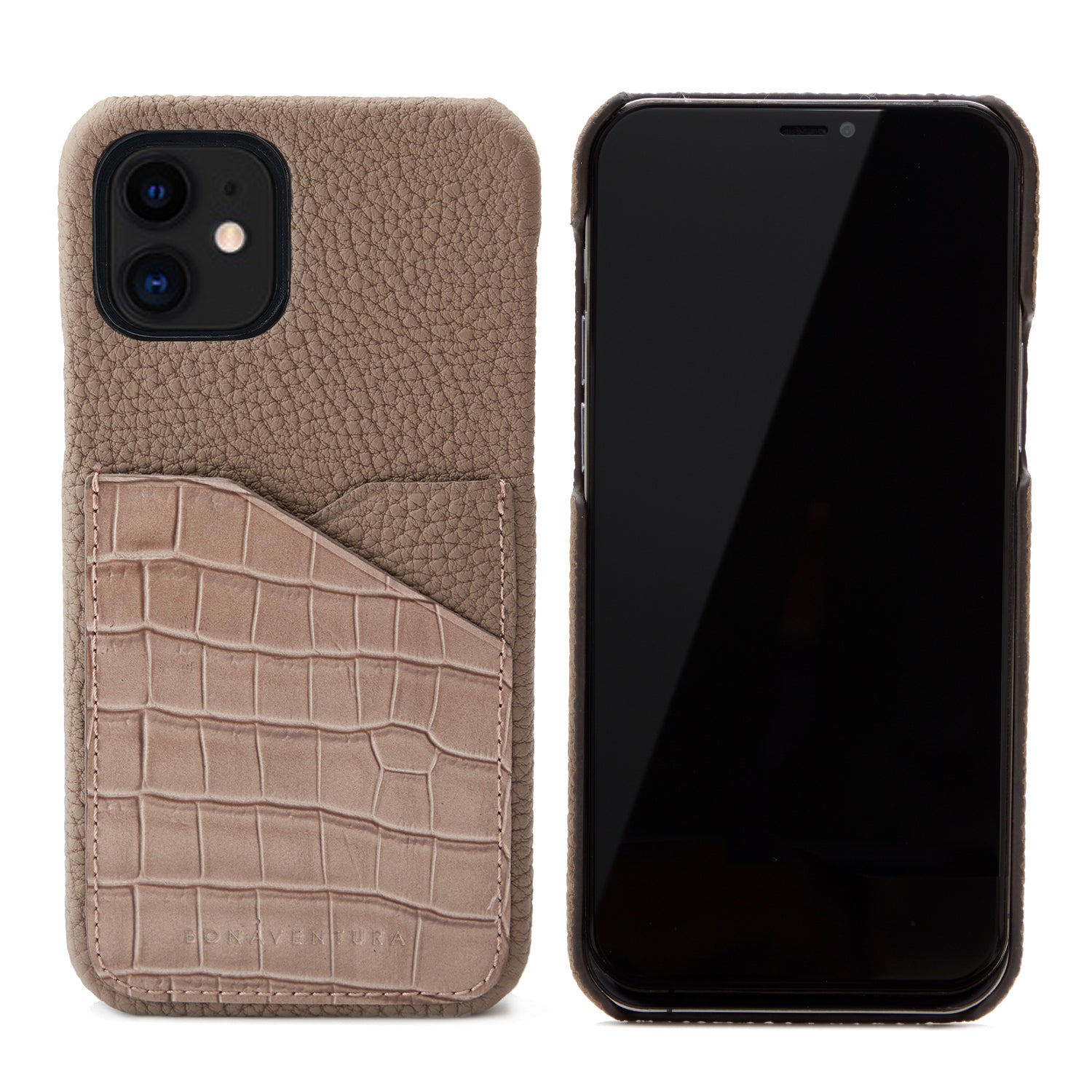 (iPhone 12 mini) バックカバーケース エンボスクロコレザー