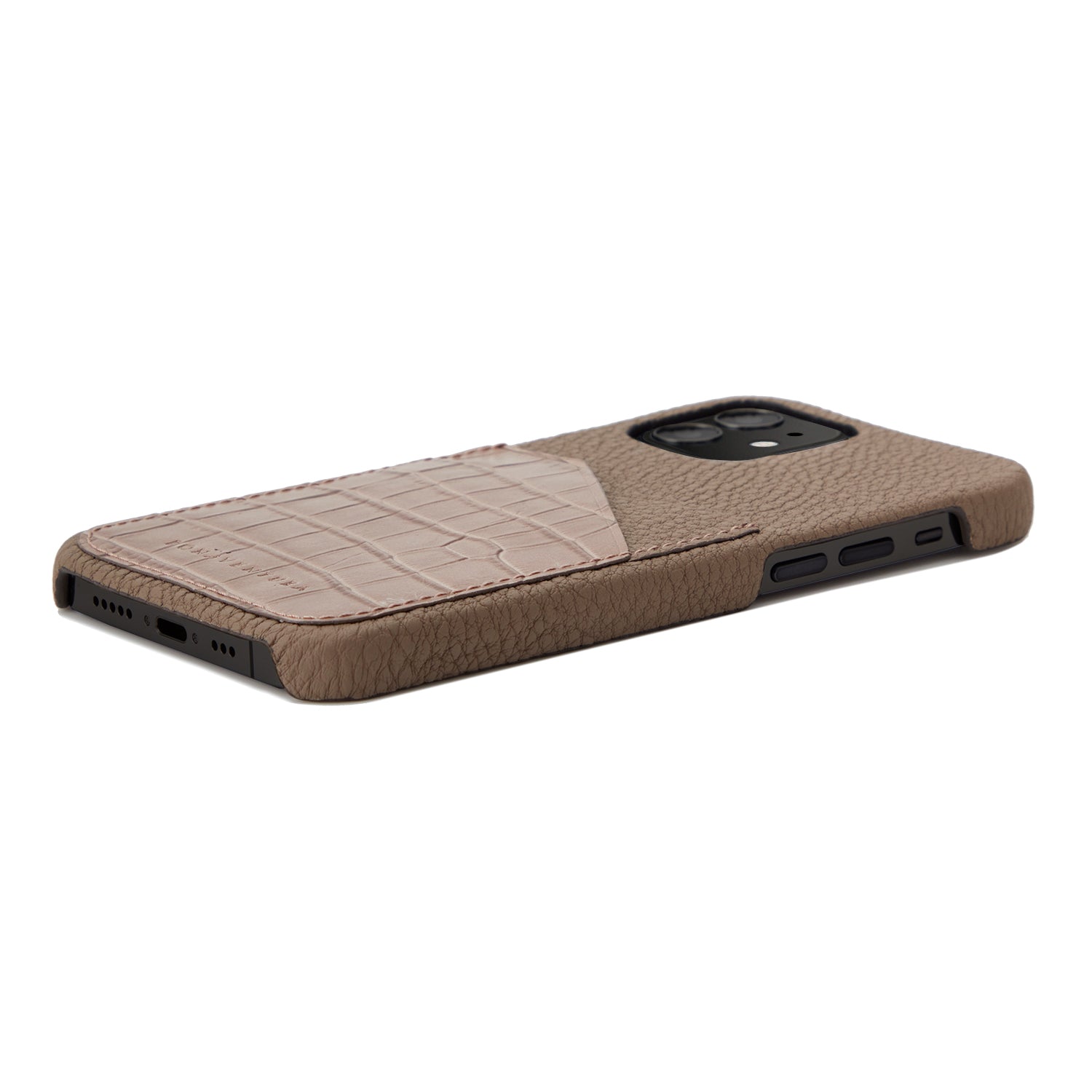 (iPhone 12 mini) バックカバーケース エンボスクロコレザー