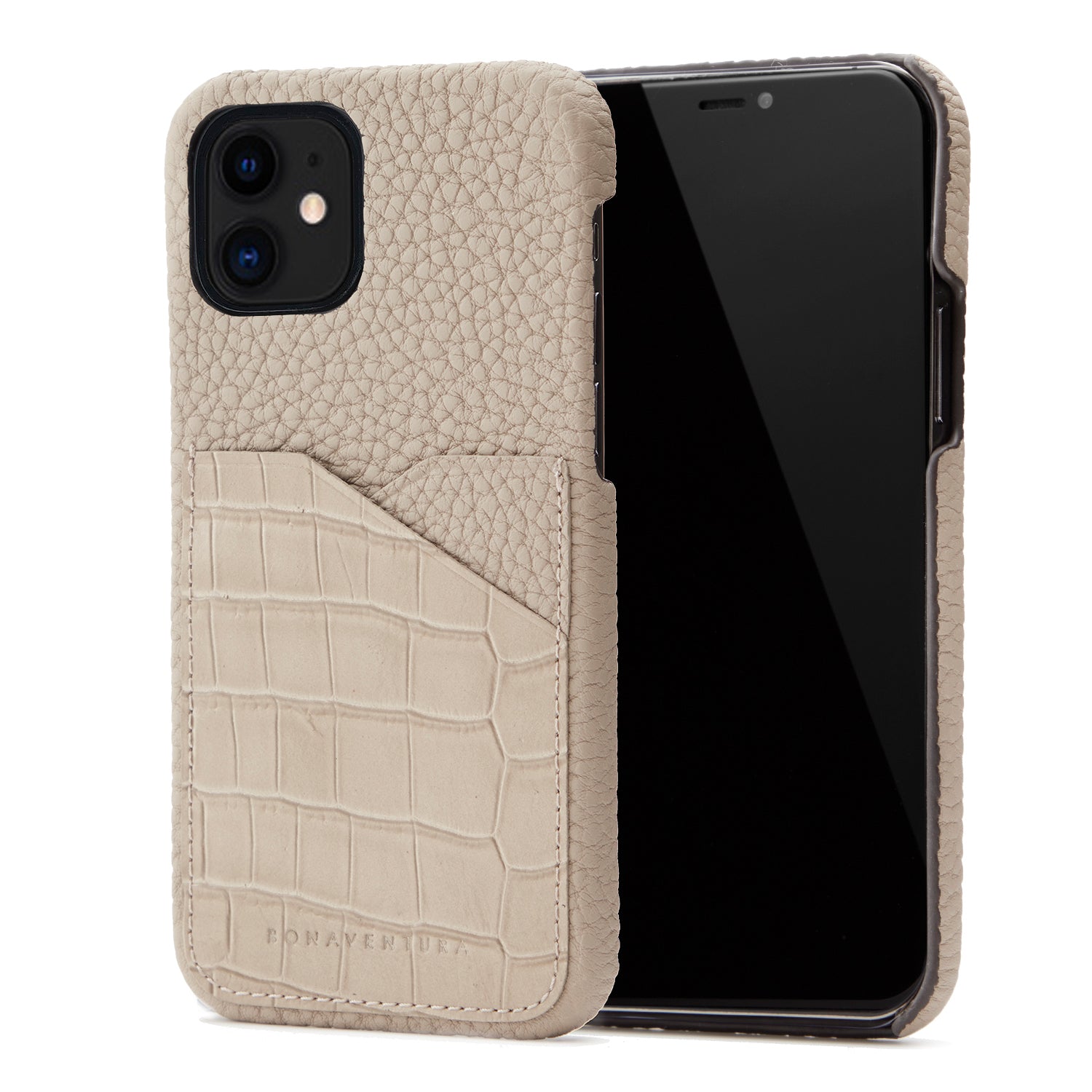 (iPhone 12 mini) バックカバーケース エンボスクロコレザー