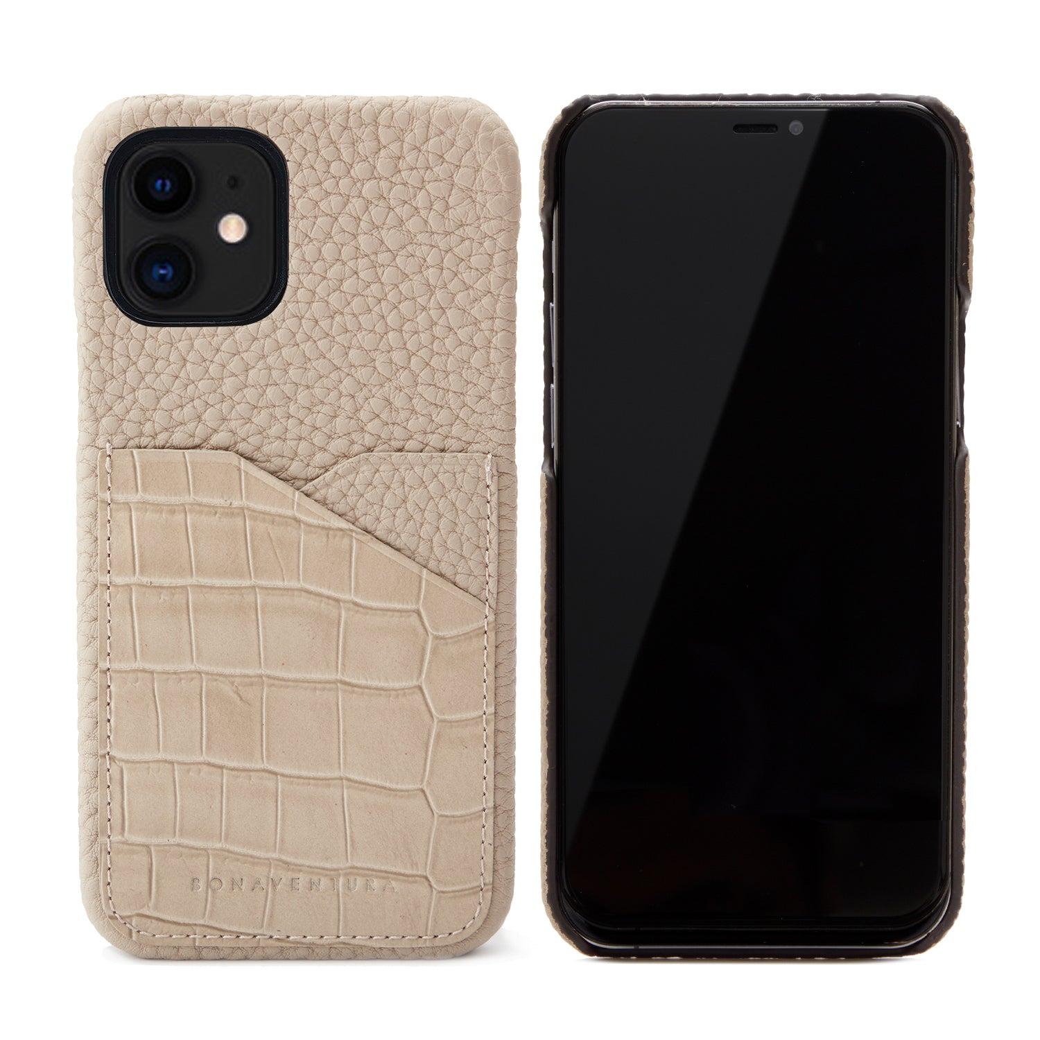 (iPhone 12 mini) バックカバーケース エンボスクロコレザー