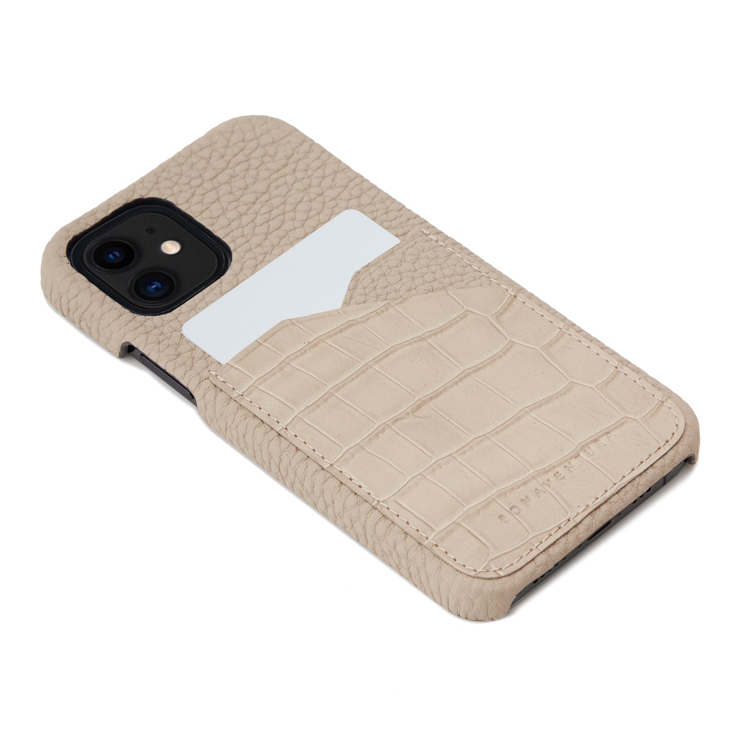(iPhone 12 mini) バックカバーケース エンボスクロコレザー
