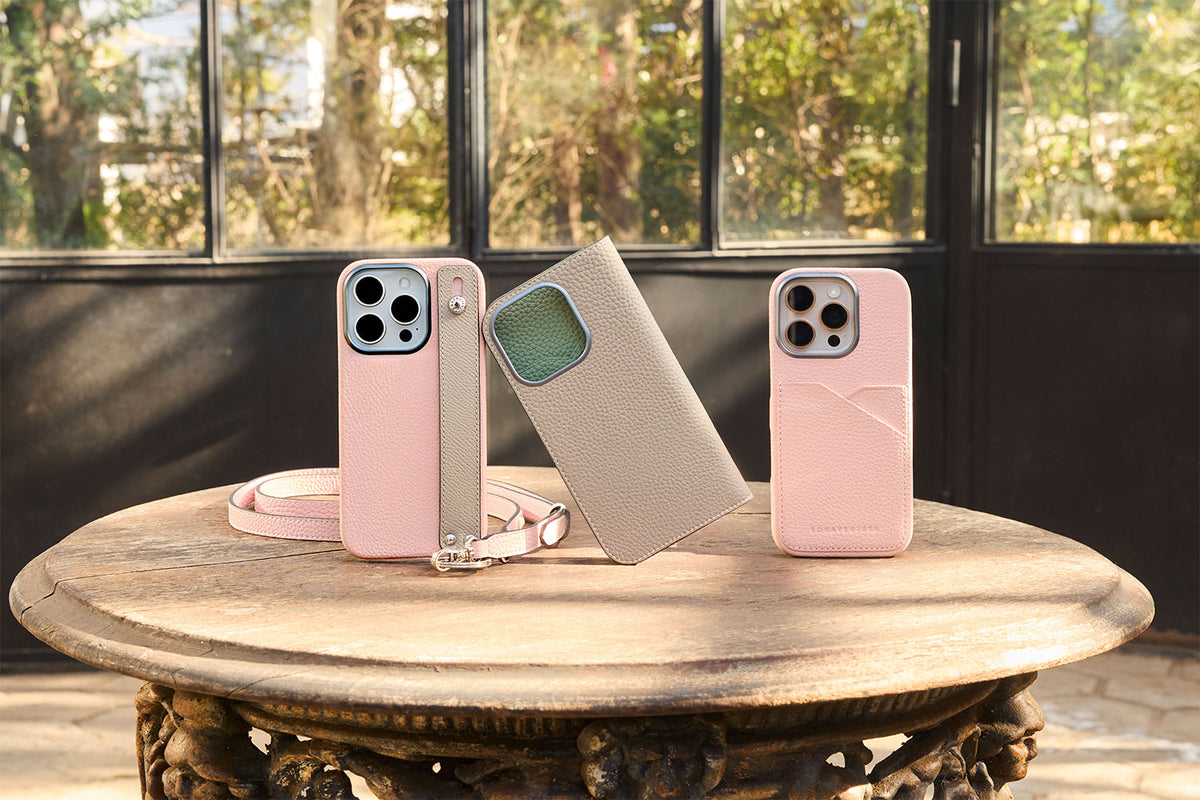 スワロフスキー ビジュ盛り スマホケース キラキラスマホカバー 春桜ピンク 