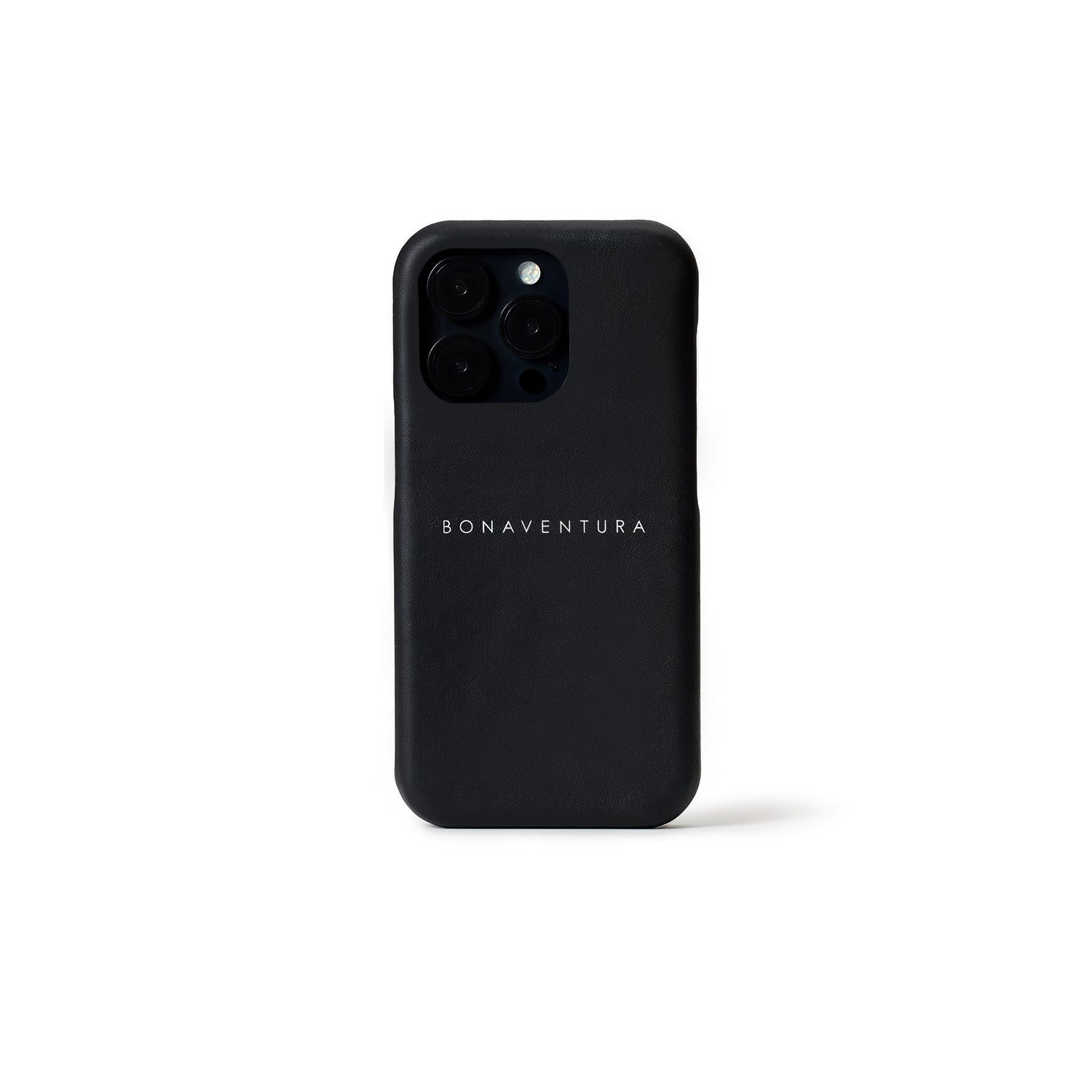 (iPhone 14 Pro) Back Cover Case Smooth Leather Black