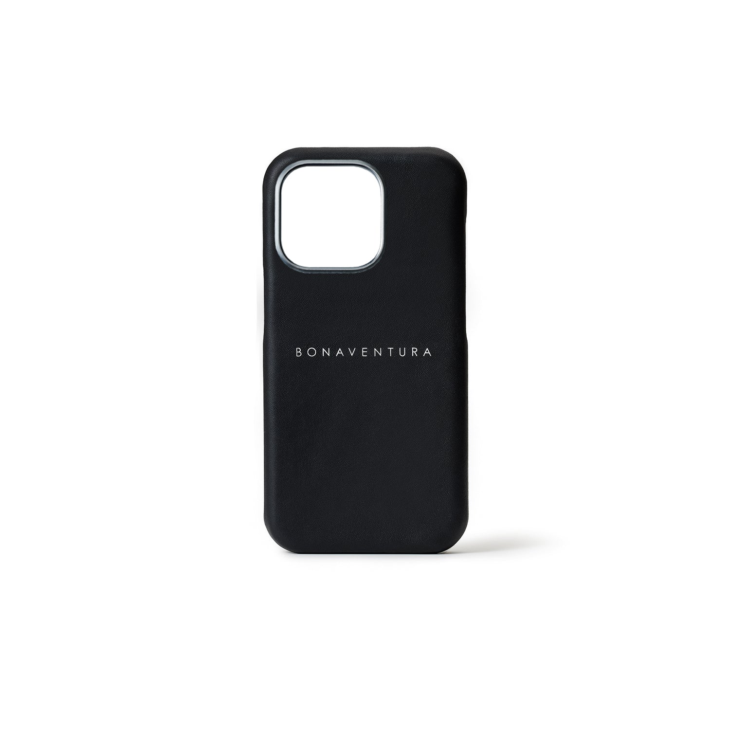 (iPhone 15 Pro) Back Cover Case Smooth Leather Black