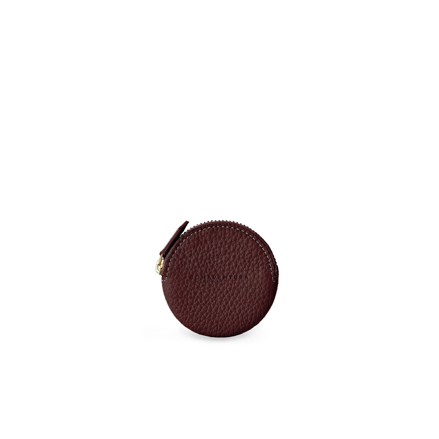 Round coin case in shrunk leather
