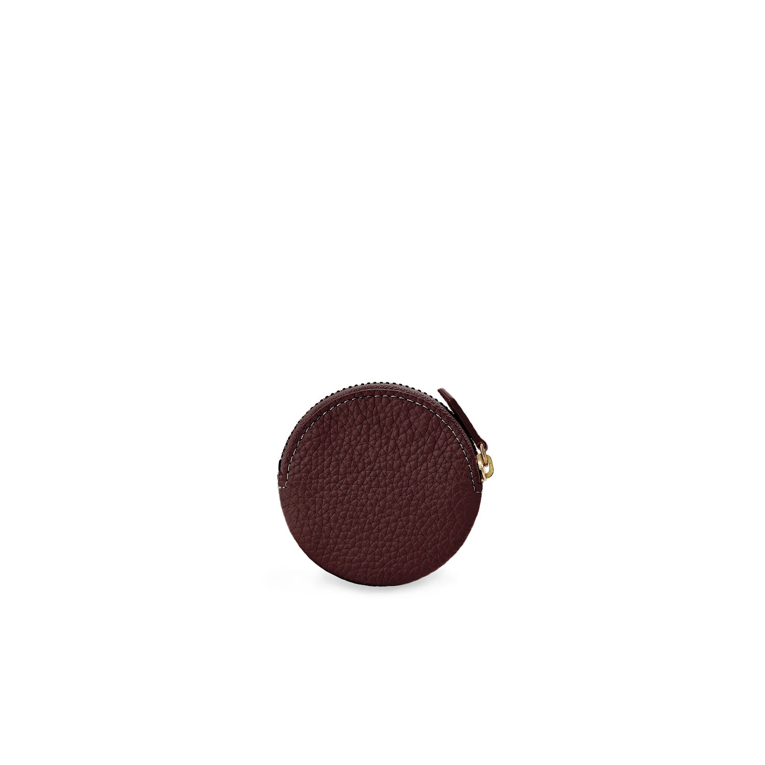 Round coin case in shrunk leather
