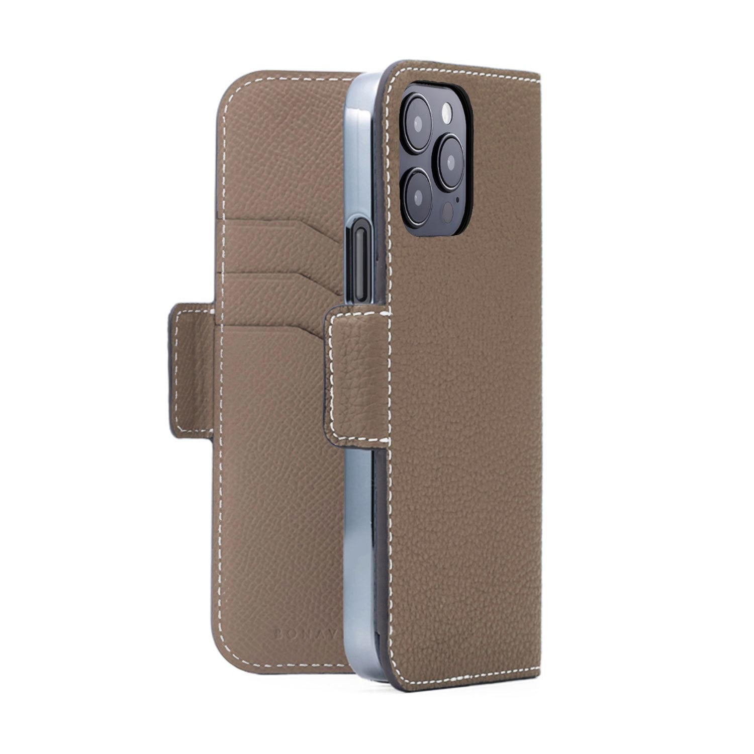 (iPhone 15 Pro) Stand Diary Case Shrink Leather