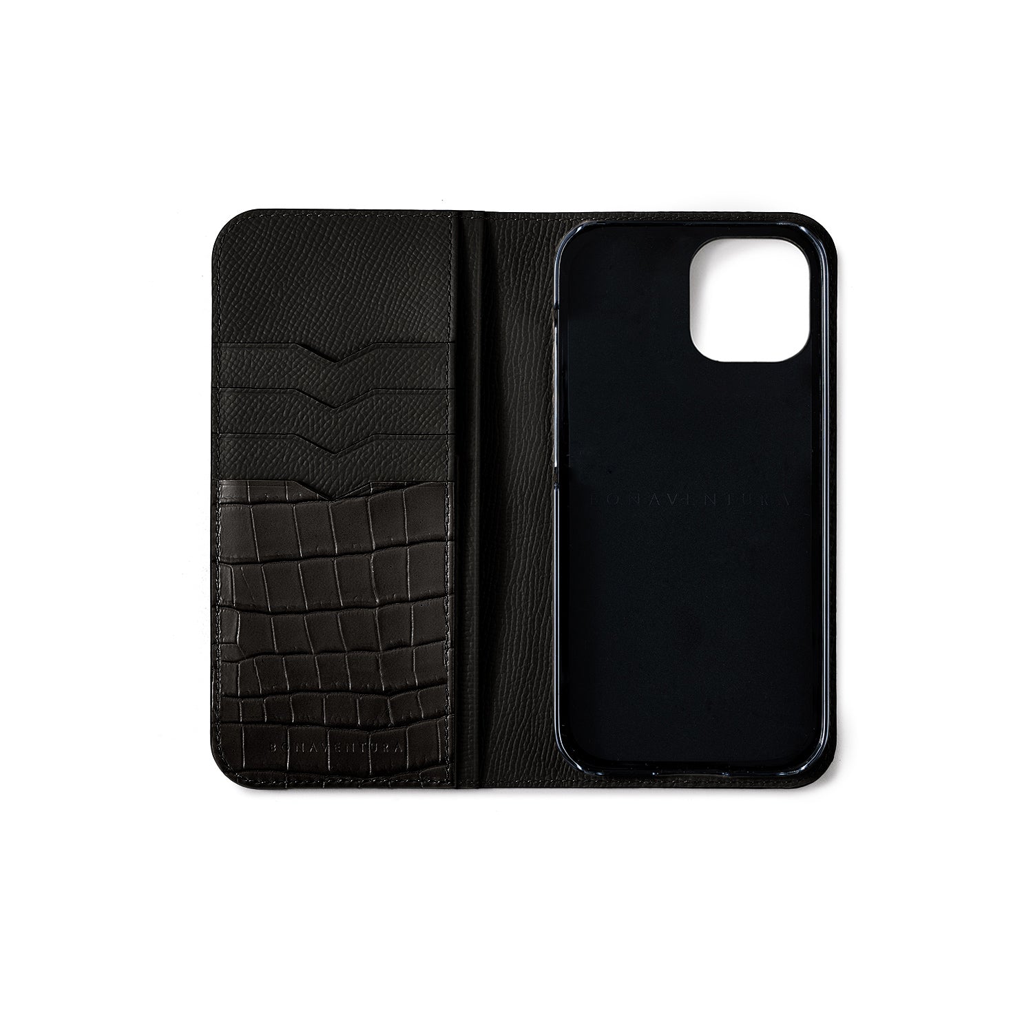 (iPhone 13 Pro Max) Diary Case Noblesse x Embossed Crocodile Leather