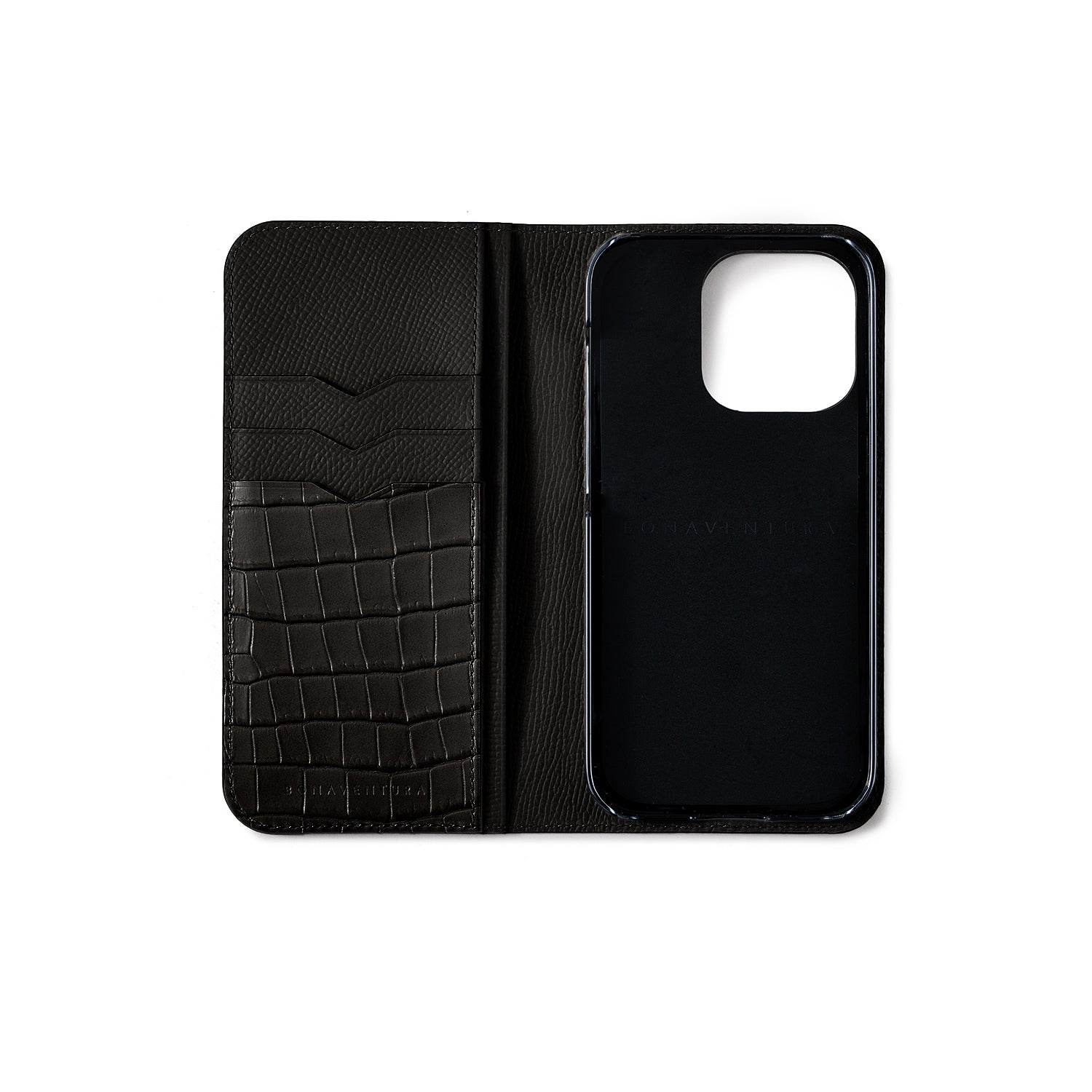 (iPhone 14 Pro) Diary Case Noblesse x Embossed Crocodile Leather