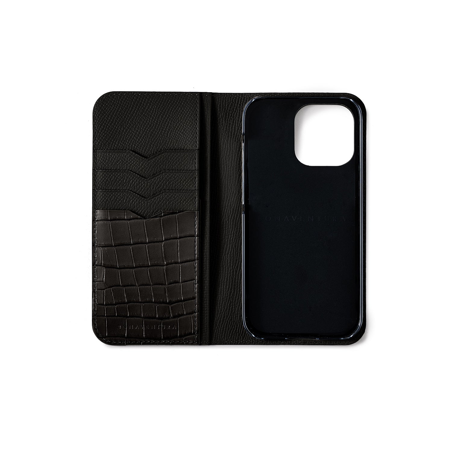 (iPhone 14 Pro Max) Diary Case Noblesse x Embossed Crocodile Leather