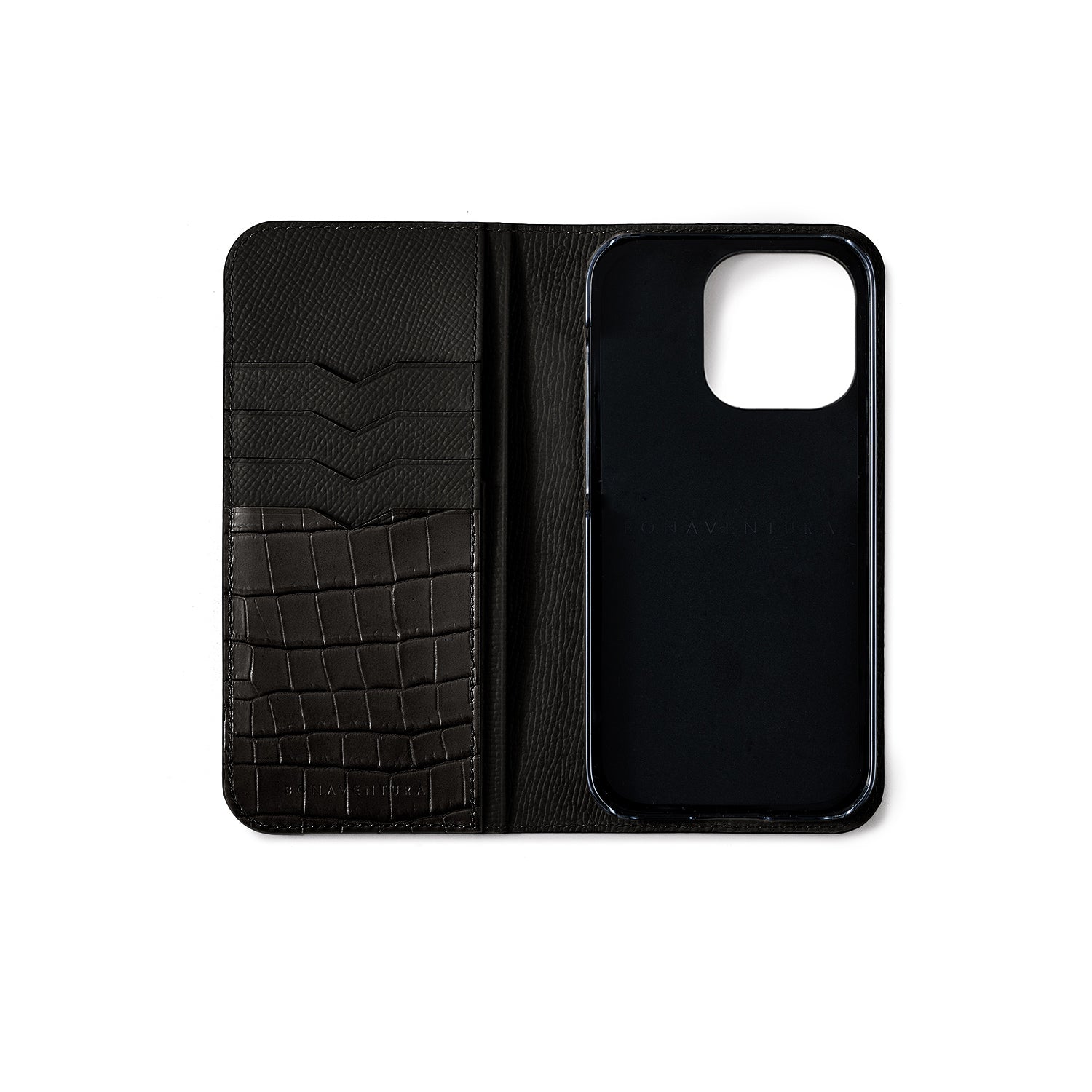 (iPhone 15 Pro Max) Diary Case Noblesse x Embossed Crocodile Leather