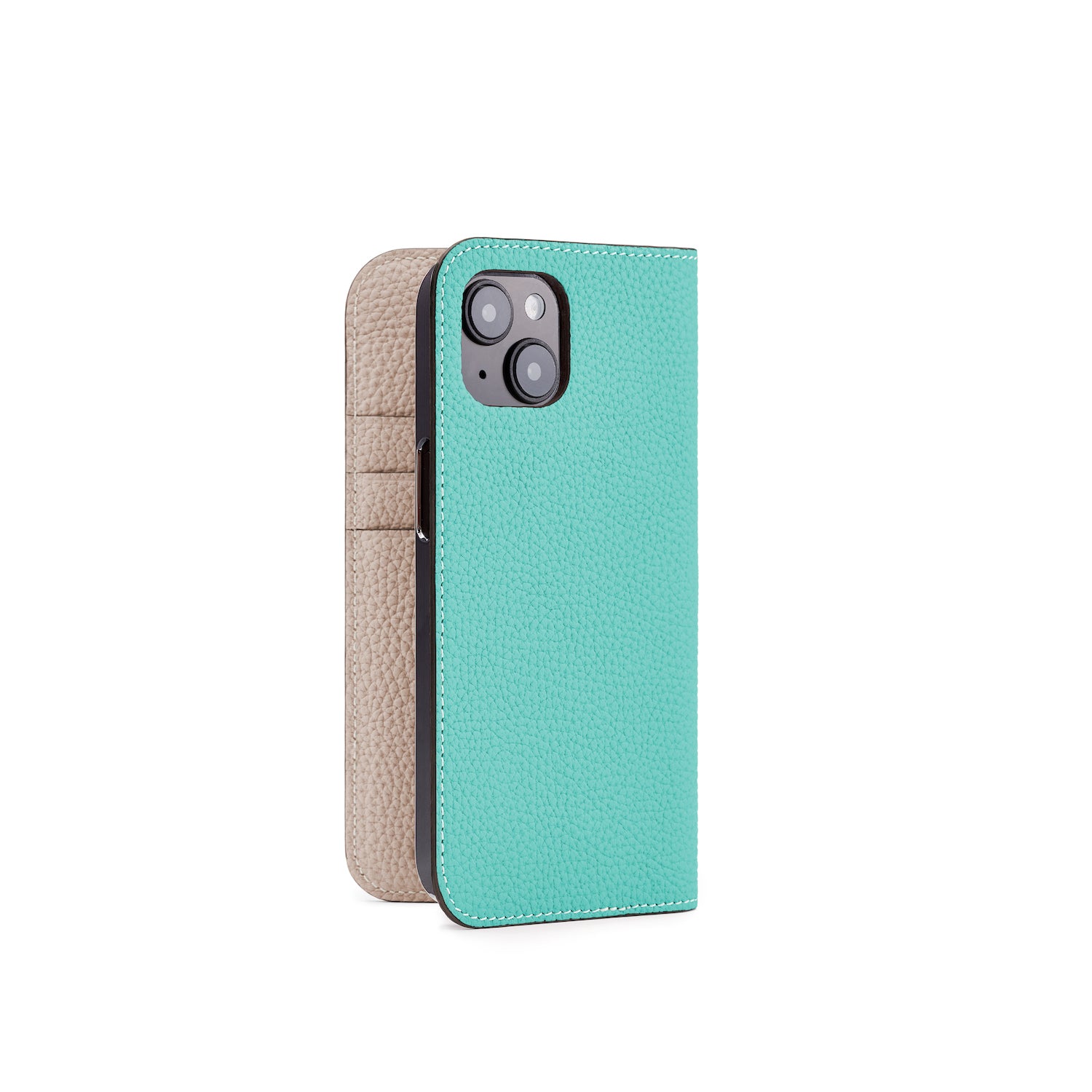 (iPhone 14) Diary case in shrink leather