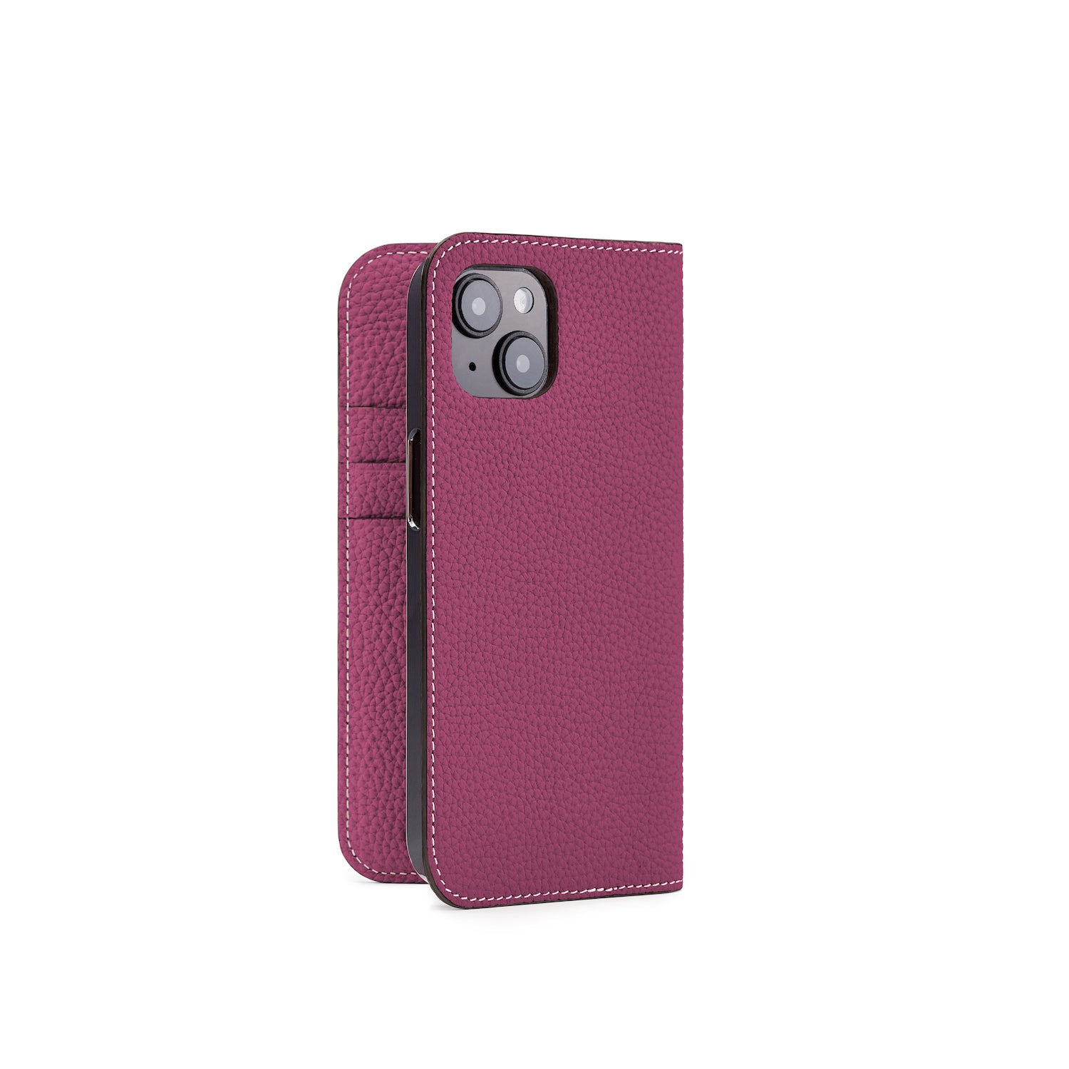 (iPhone 14) Diary case in shrink leather