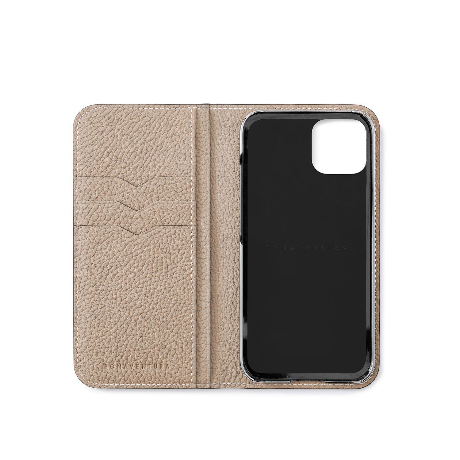 (iPhone 15) Diary case in shrink leather
